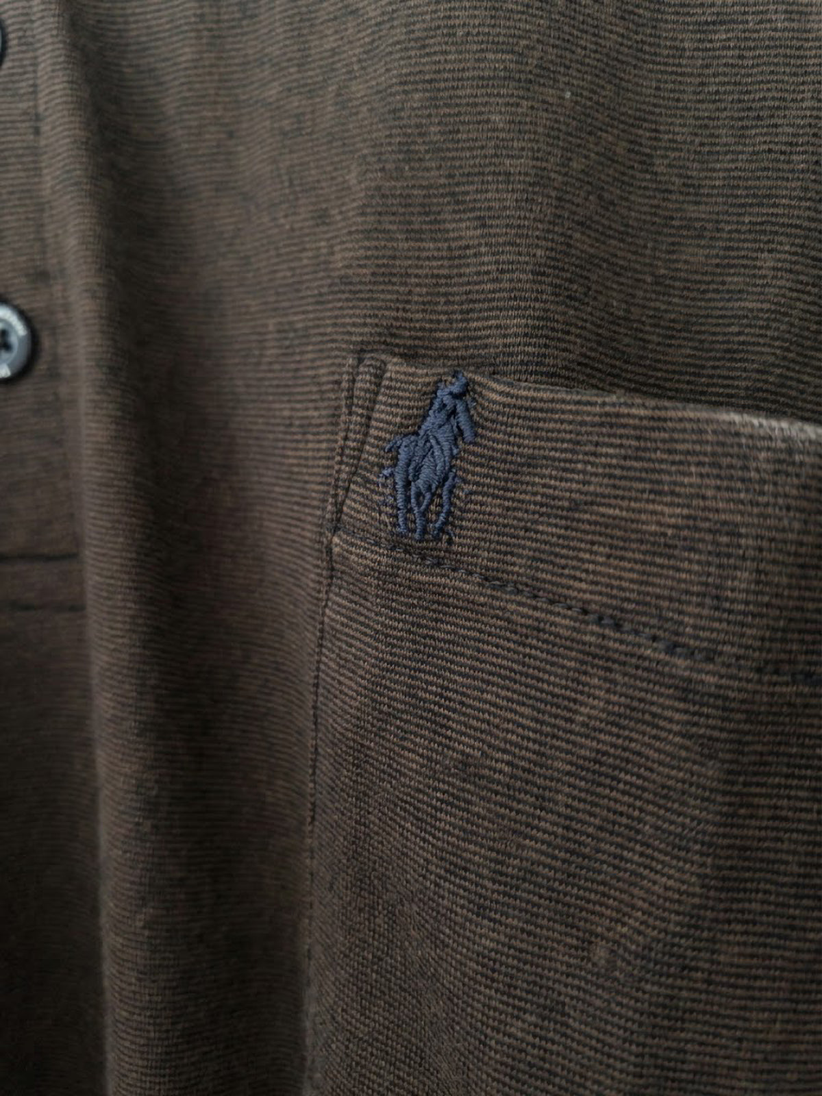 Polo Manga Larga Hombre Tallas Grandes Marrón de Rayas Finas Forestal