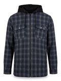 Sobrecamisa Hombre Tallas Grandes con Capucha Cuadros Azul Marino y Gris Forestal