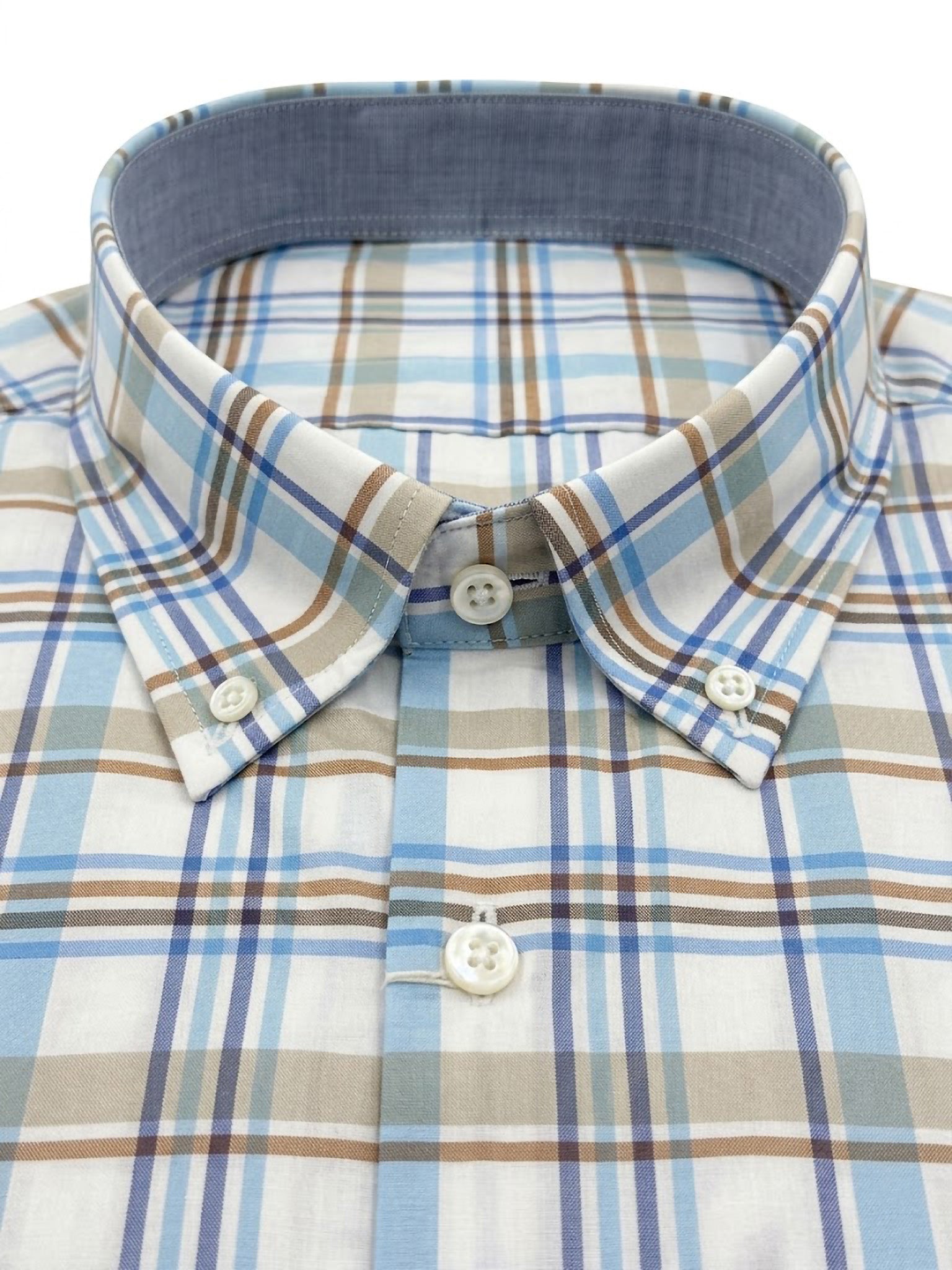 Camisa El Trau Plaid en tonos azules y beige