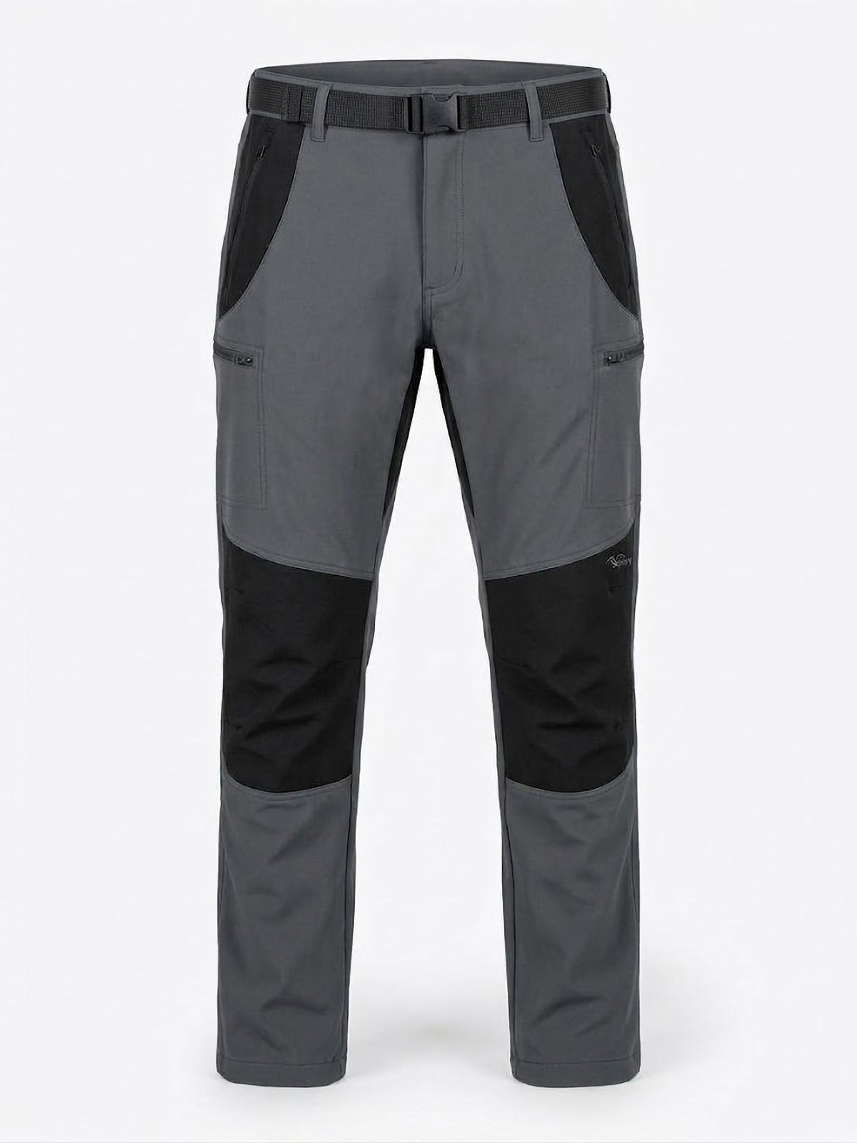 Pantalón Hombre Tallas Grandes Trekking Gris y Negro con Cinturón Koyote