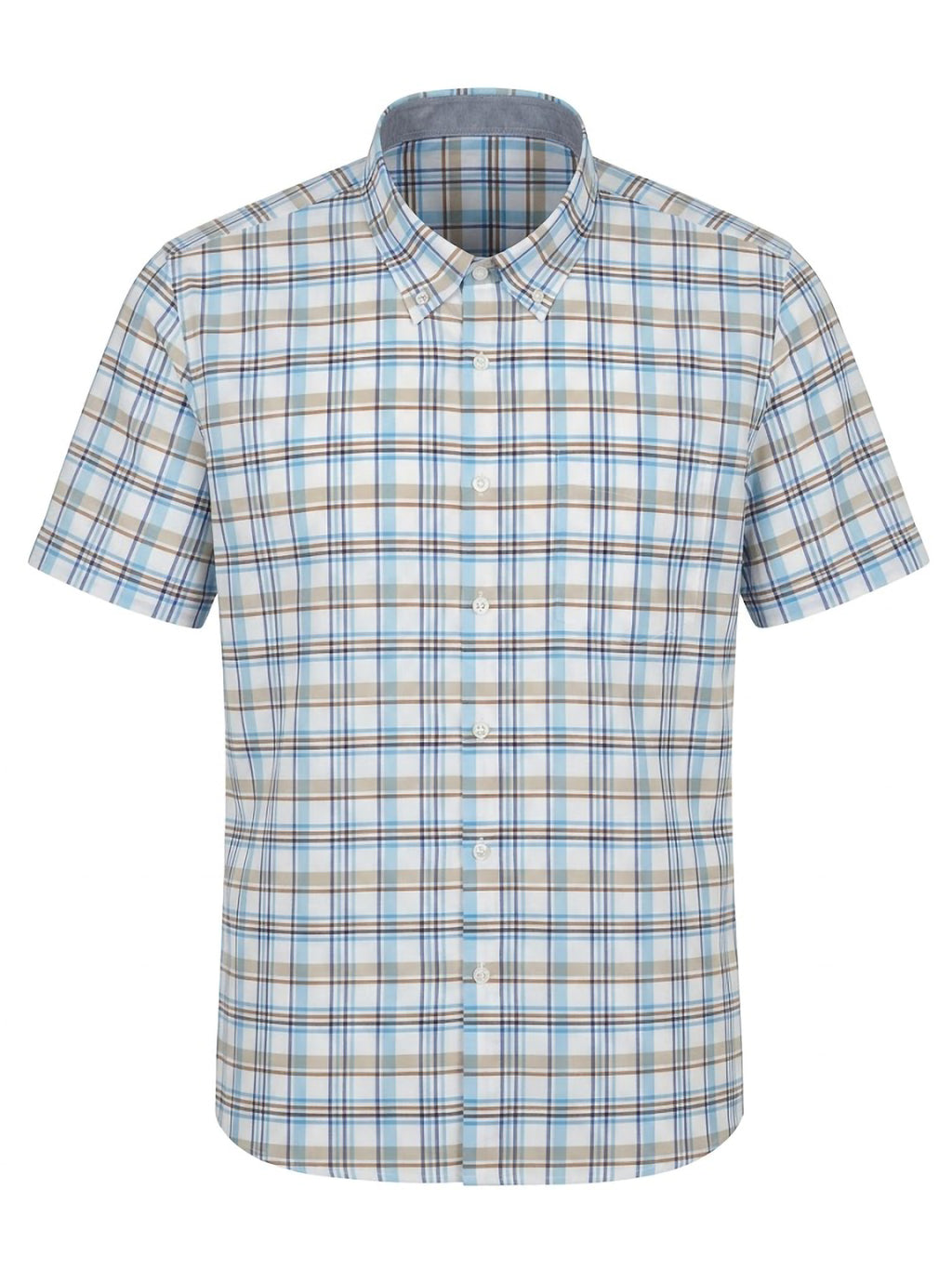 Camisa El Trau Plaid en tonos azules y beige