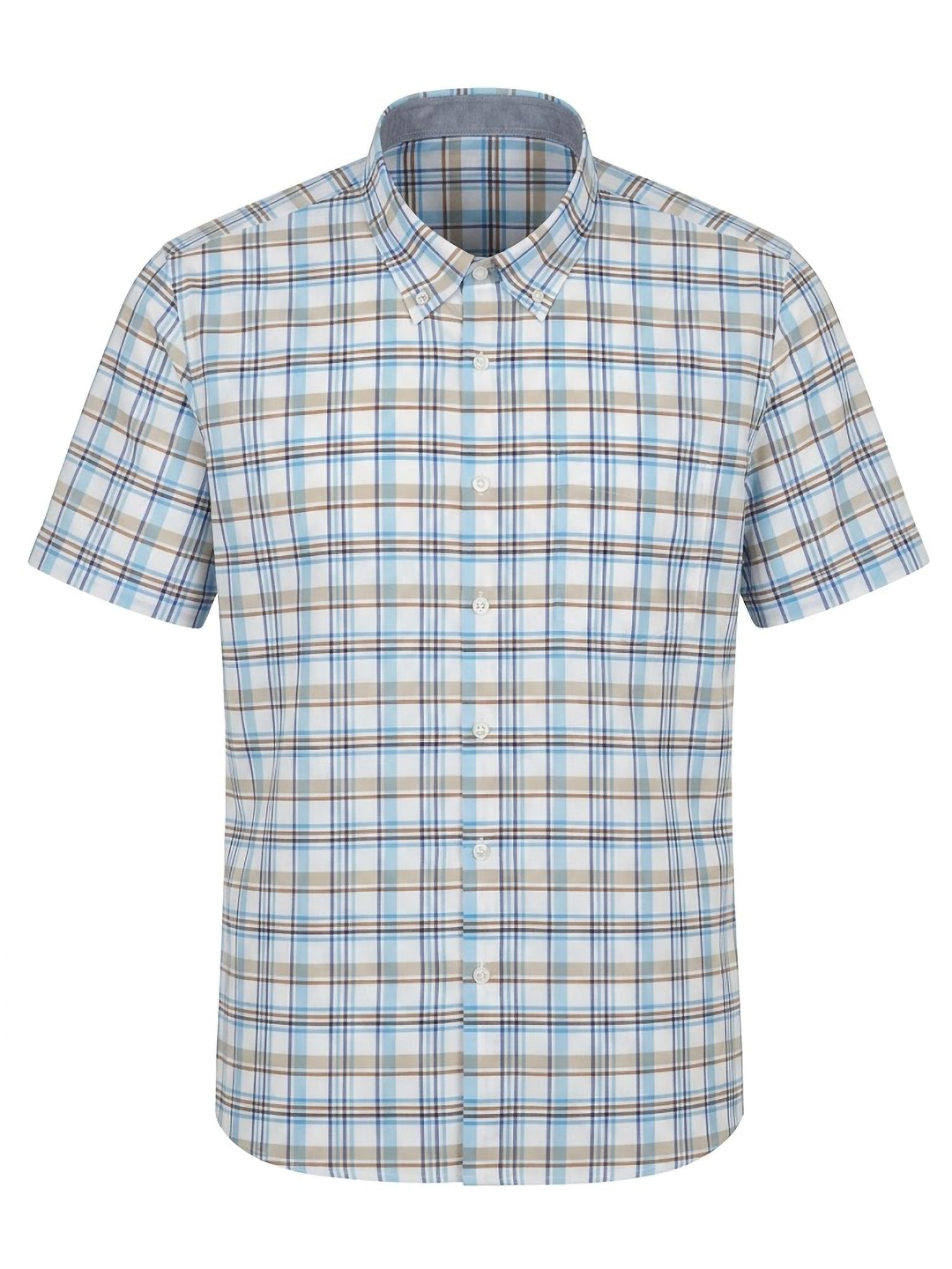 Camisa El Trau Plaid en tonos azules y beige