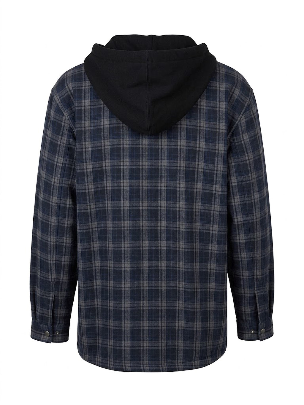 Sobrecamisa Hombre Tallas Grandes con Capucha Cuadros Azul Marino y Gris Forestal