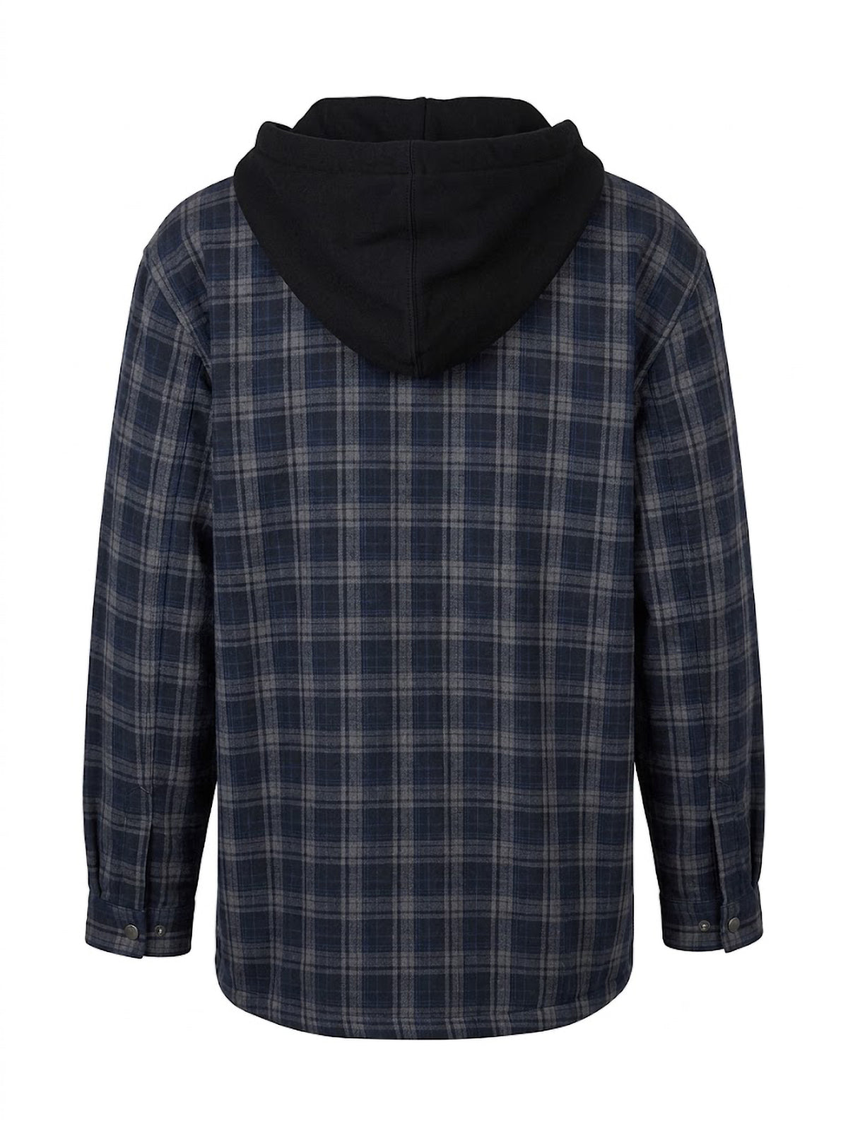 Sobrecamisa Hombre Tallas Grandes con Capucha Cuadros Azul Marino y Gris Forestal