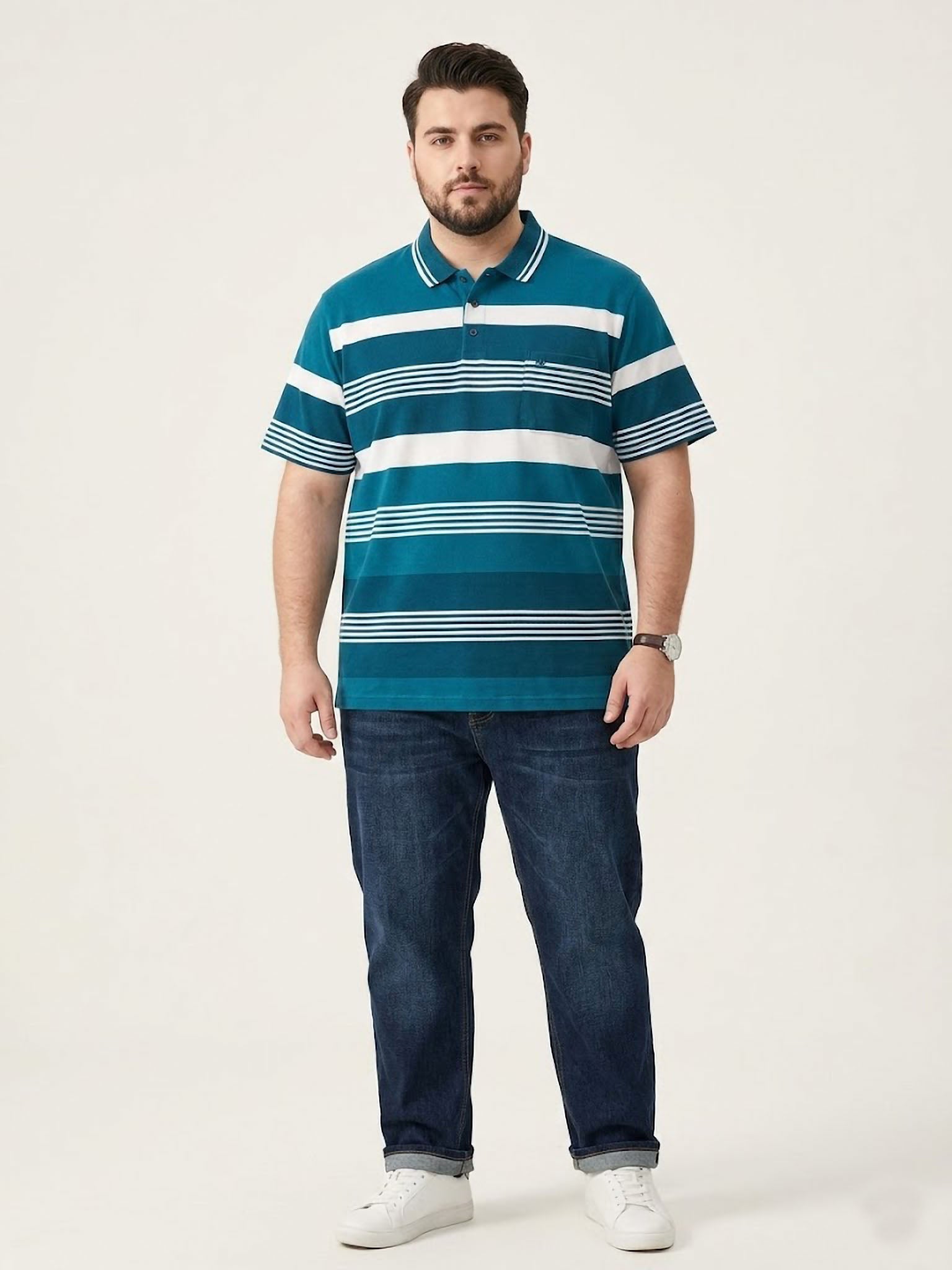 Polo Turquoise Stripes Forestal