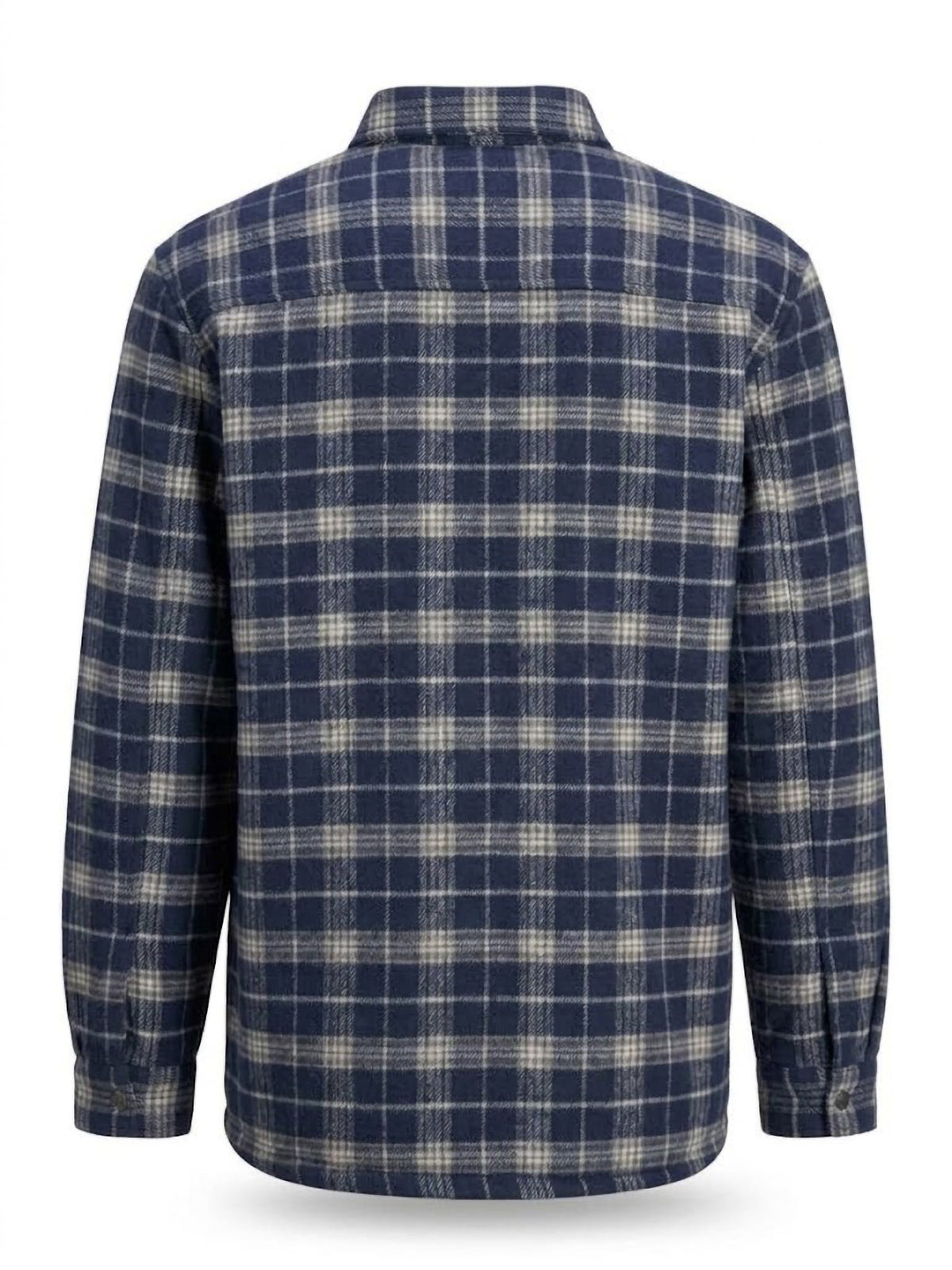 Sobrecamisa Hombre Tallas Grandes Forestal Cuadros Azul Marino y Beige con Forro Borreguito