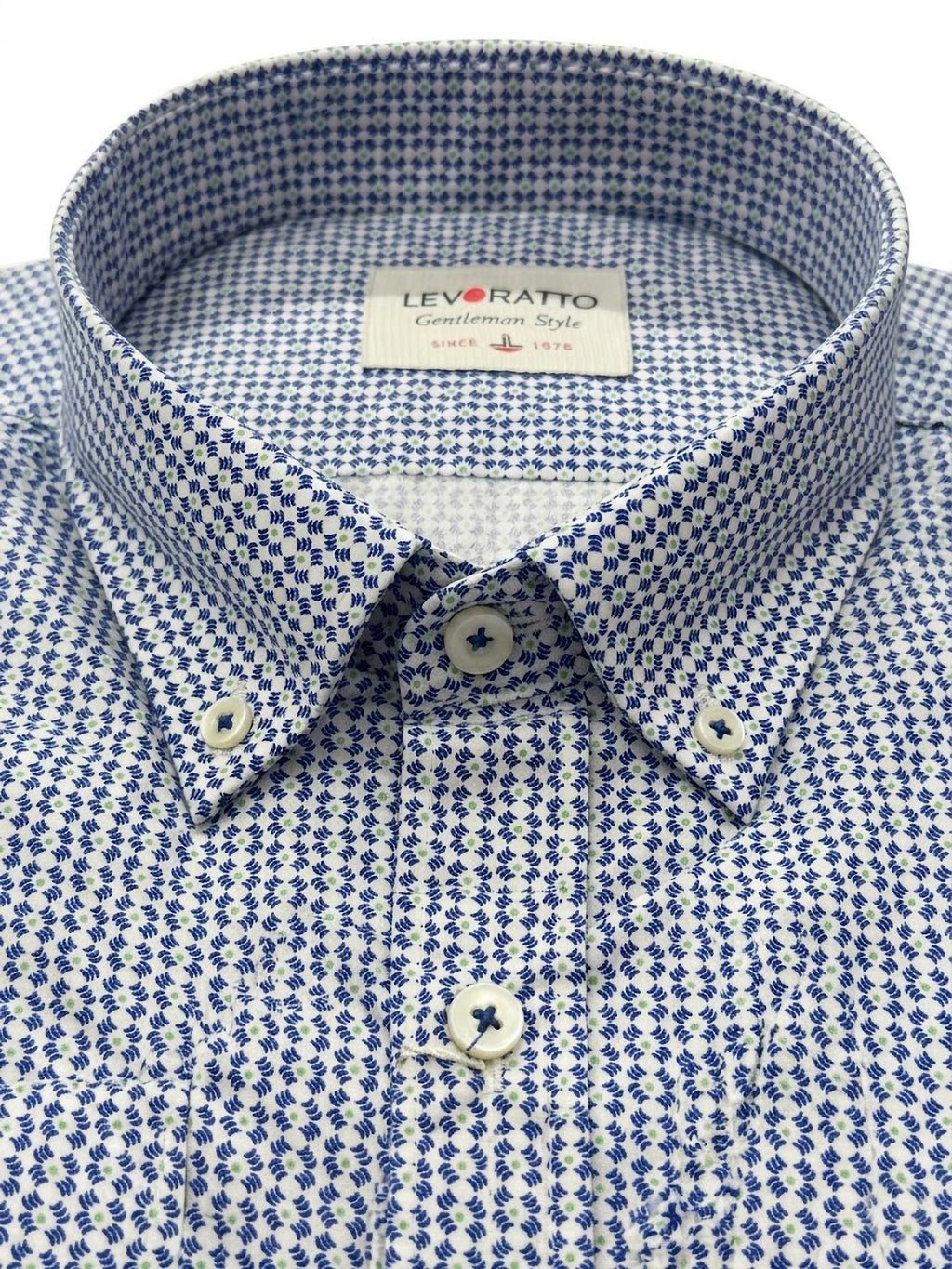Camisa Levoratto Blue Geometric Pattern