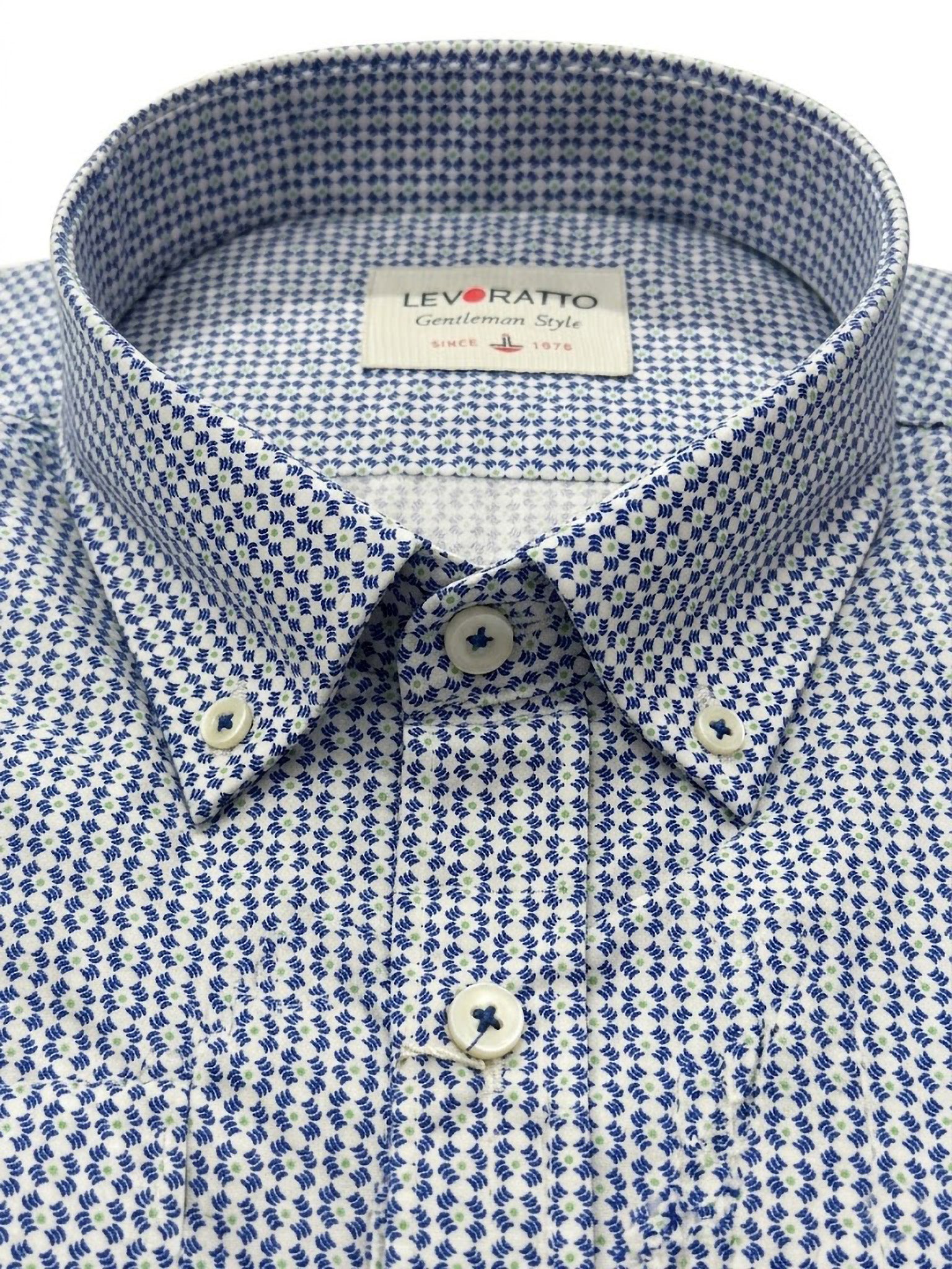Camisa Levoratto Blue Geometric Pattern