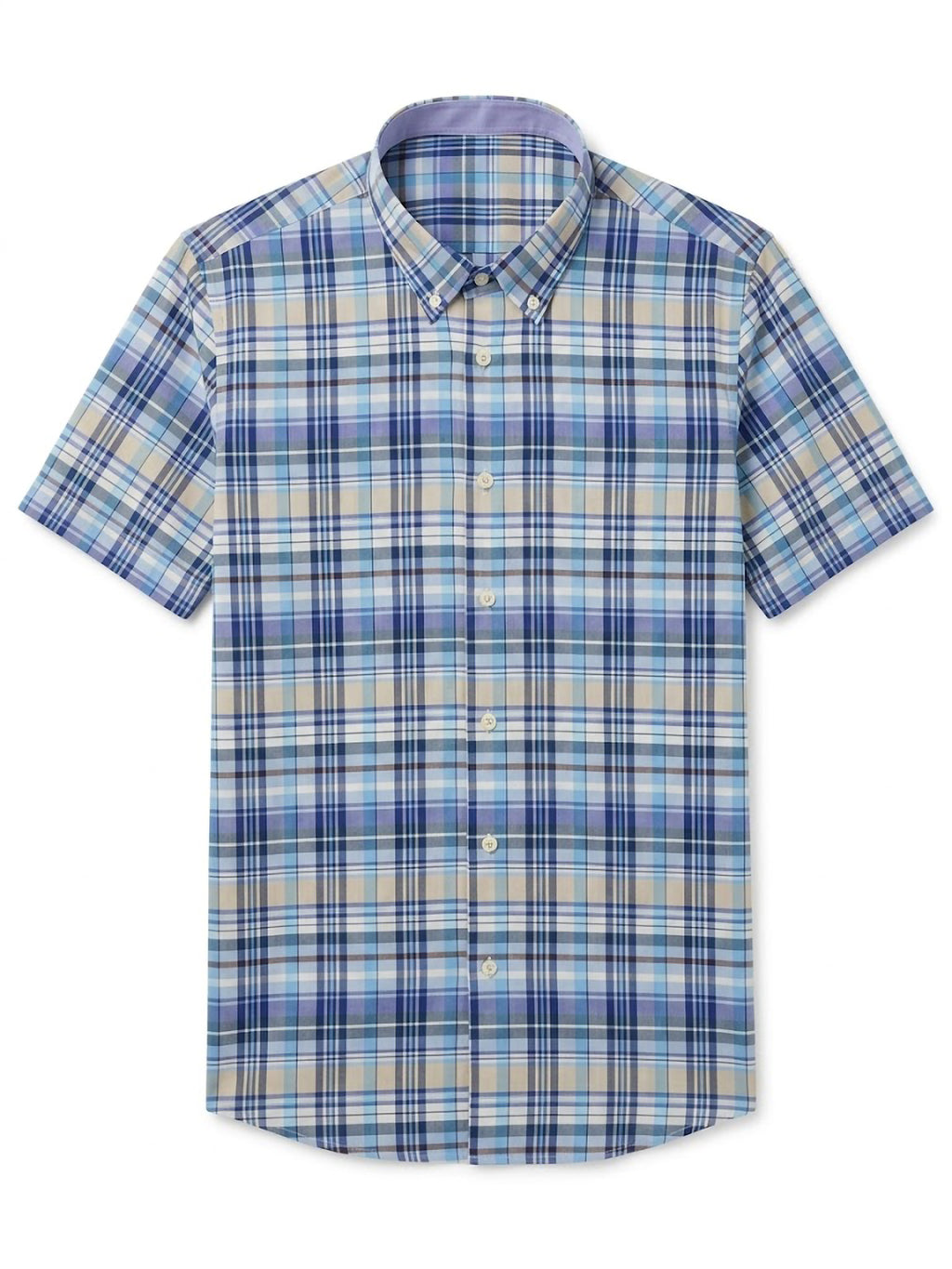 Camisa El Trau Plaid en tonos azulados y arena