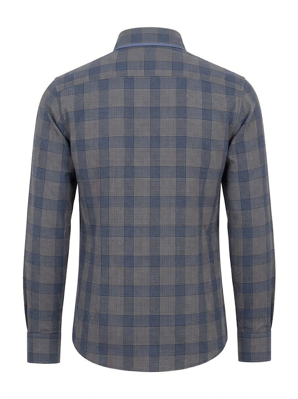 Camisa Hombre Tallas Grandes Manga Larga Cuadros Azul y Gris Levoratto