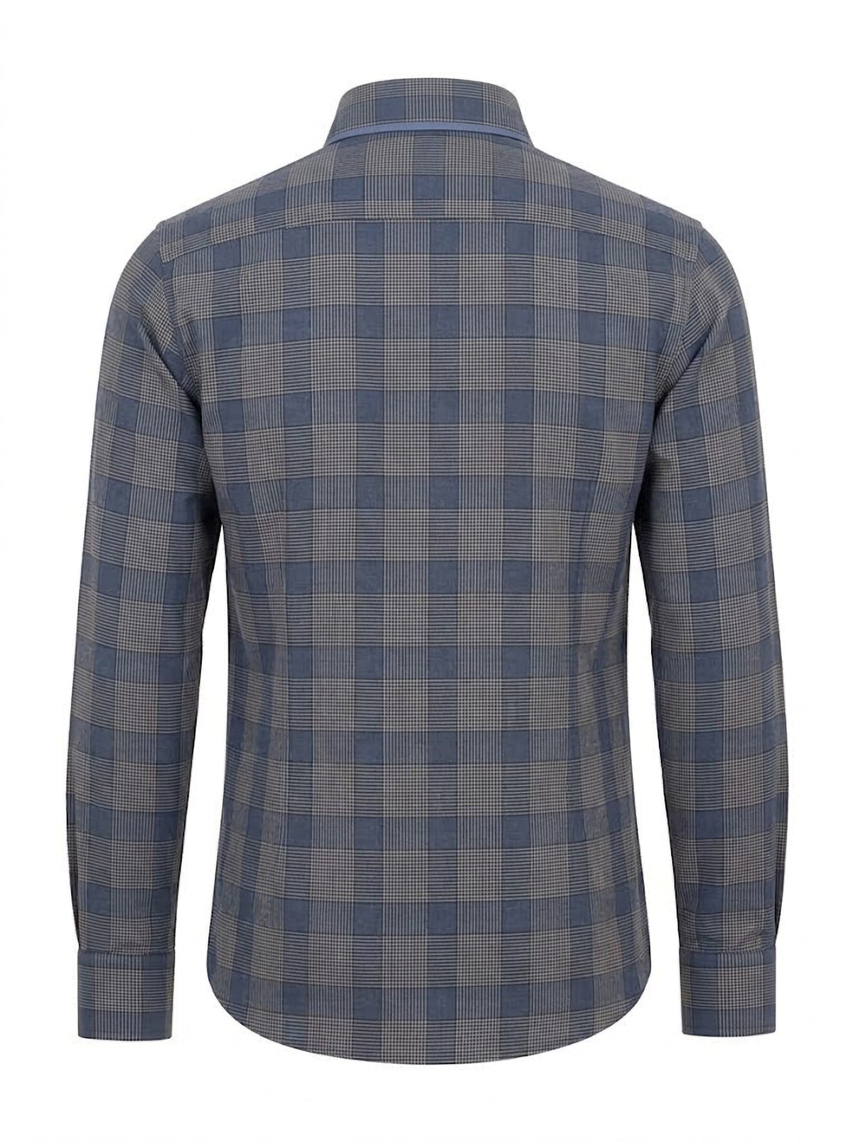 Camisa Hombre Tallas Grandes Manga Larga Cuadros Azul y Gris Levoratto