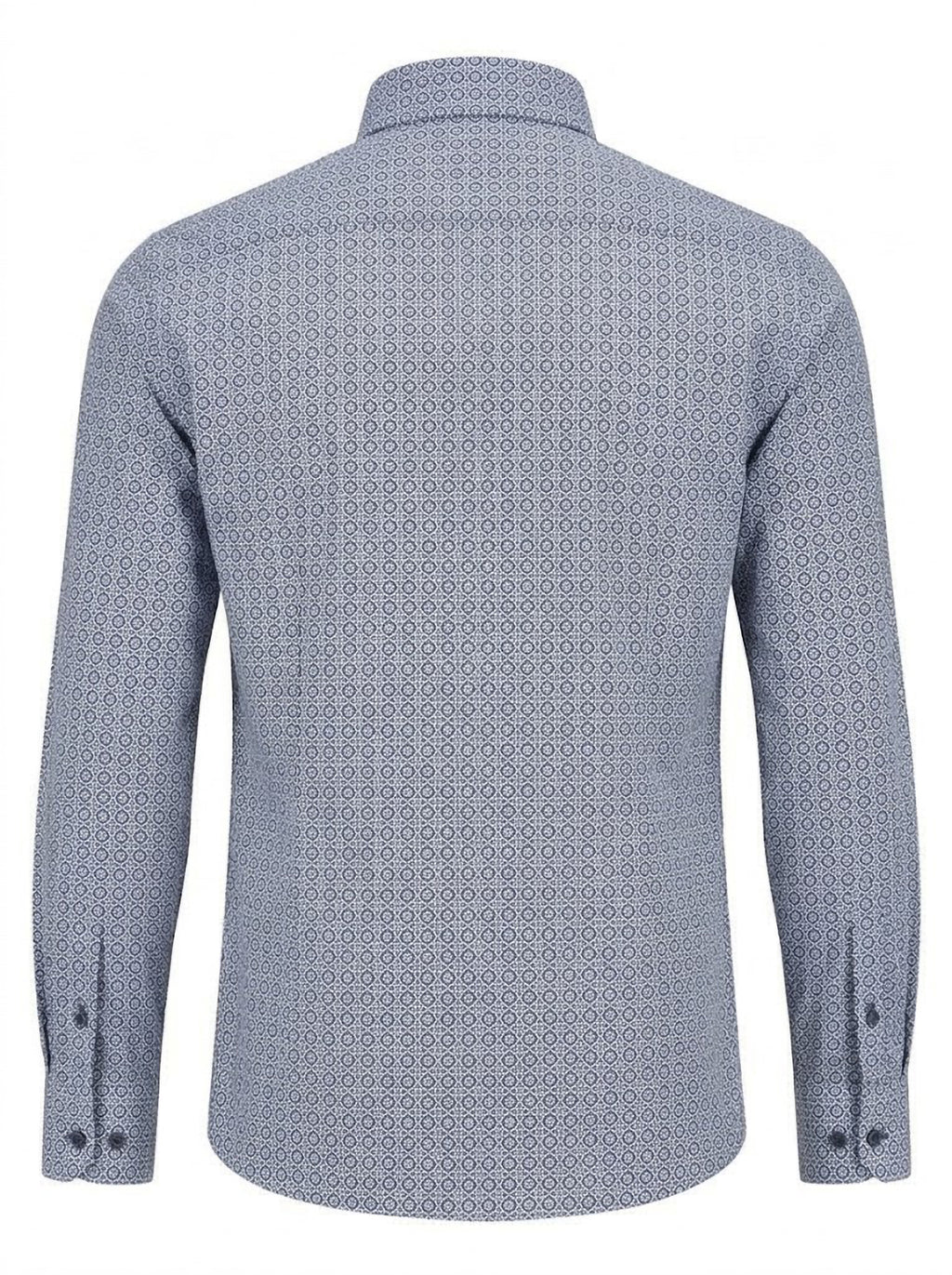 Camisa Hombre Tallas Grandes Manga Larga Estampado Geométrico Azul Levoratto