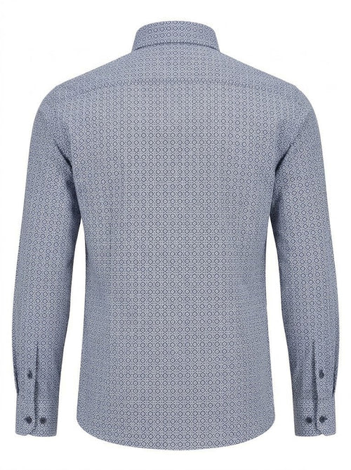 Camisa Hombre Tallas Grandes Manga Larga Estampado Geométrico Azul Levoratto