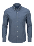 Camisa Hombre Tallas Grandes Manga Larga Azul Acero con Bolsillo Levoratto