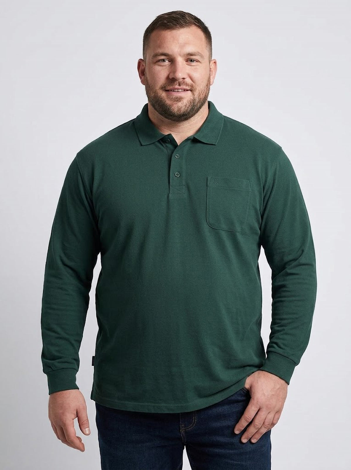 Polo Manga Larga Hombre Tallas Grandes con Bolsillo Forestal