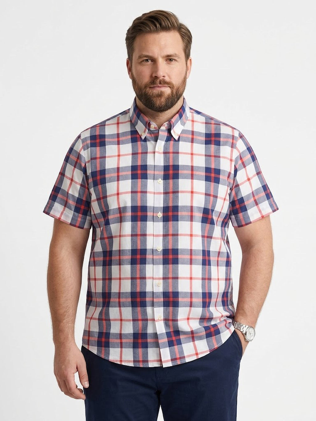 Camisa El Trau Plaid en tonos rojos y azules