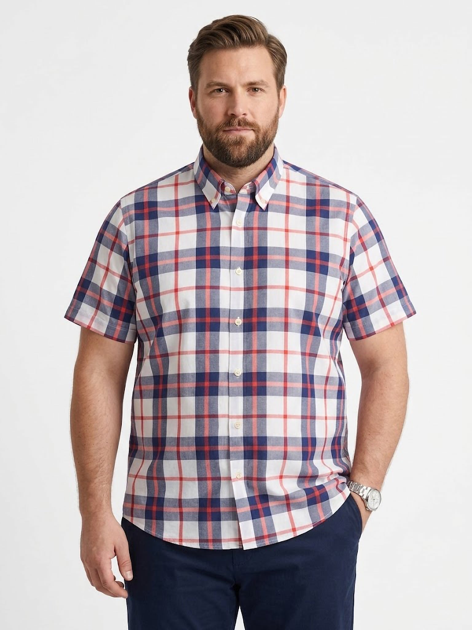 Camisa El Trau Plaid en tonos rojos y azules
