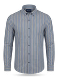 Camisa Hombre Tallas Grandes Manga Larga Rayas Azul Levoratto