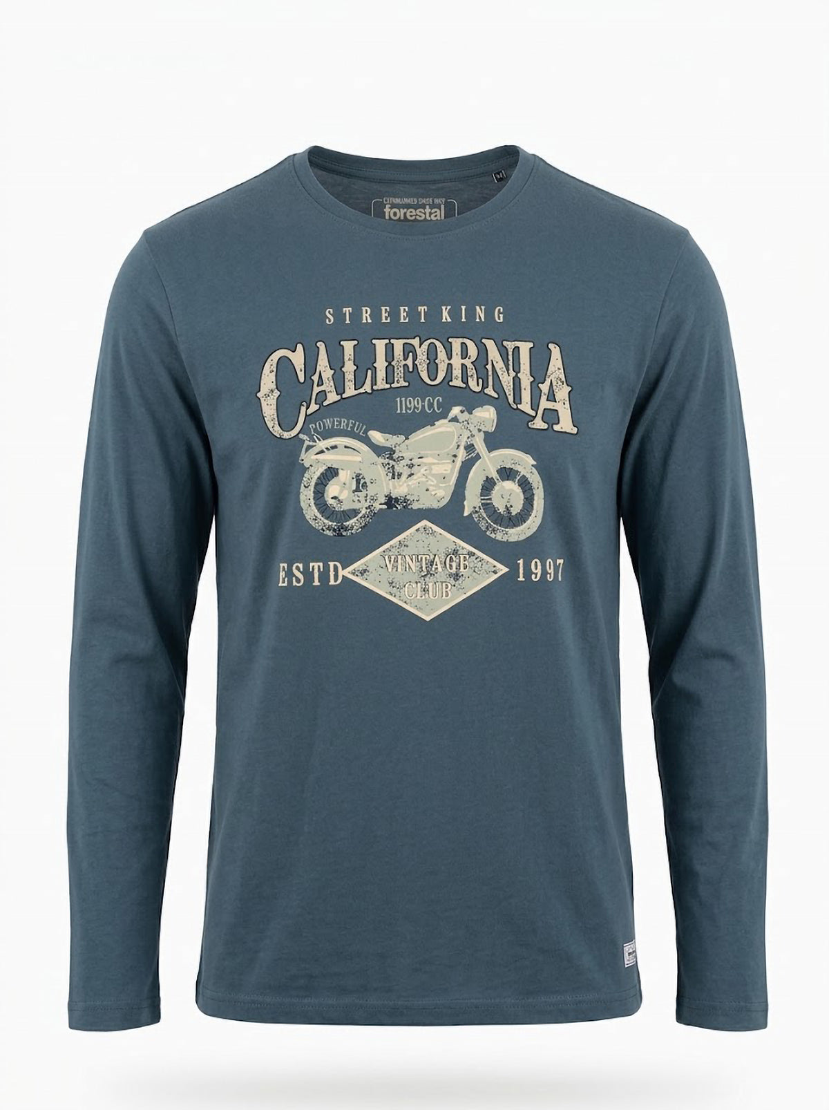 Camiseta Manga Larga Hombre Tallas Grandes Azul Petróleo California Forestal