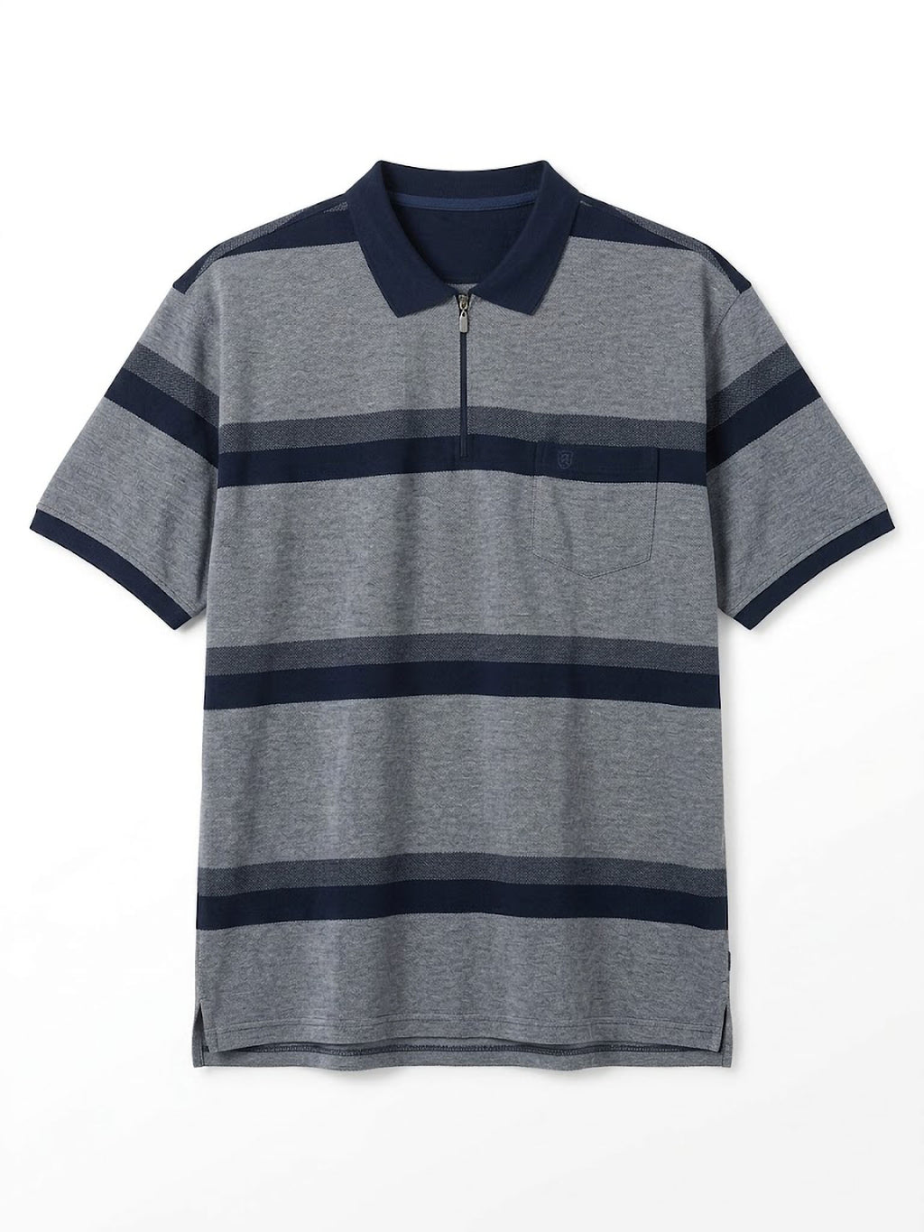 Polo Zip Stripes Forestal