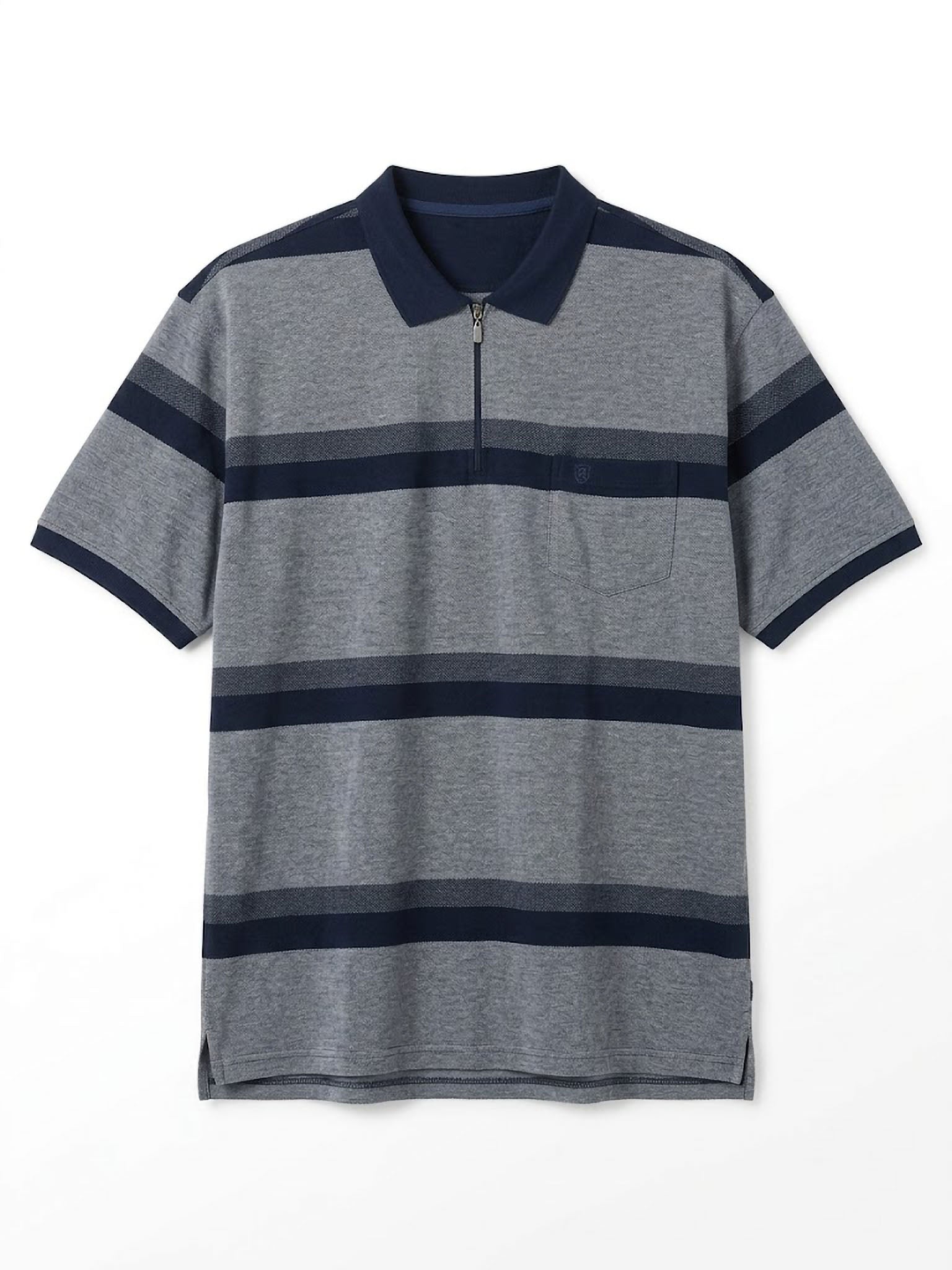 Polo Zip Stripes Forestal