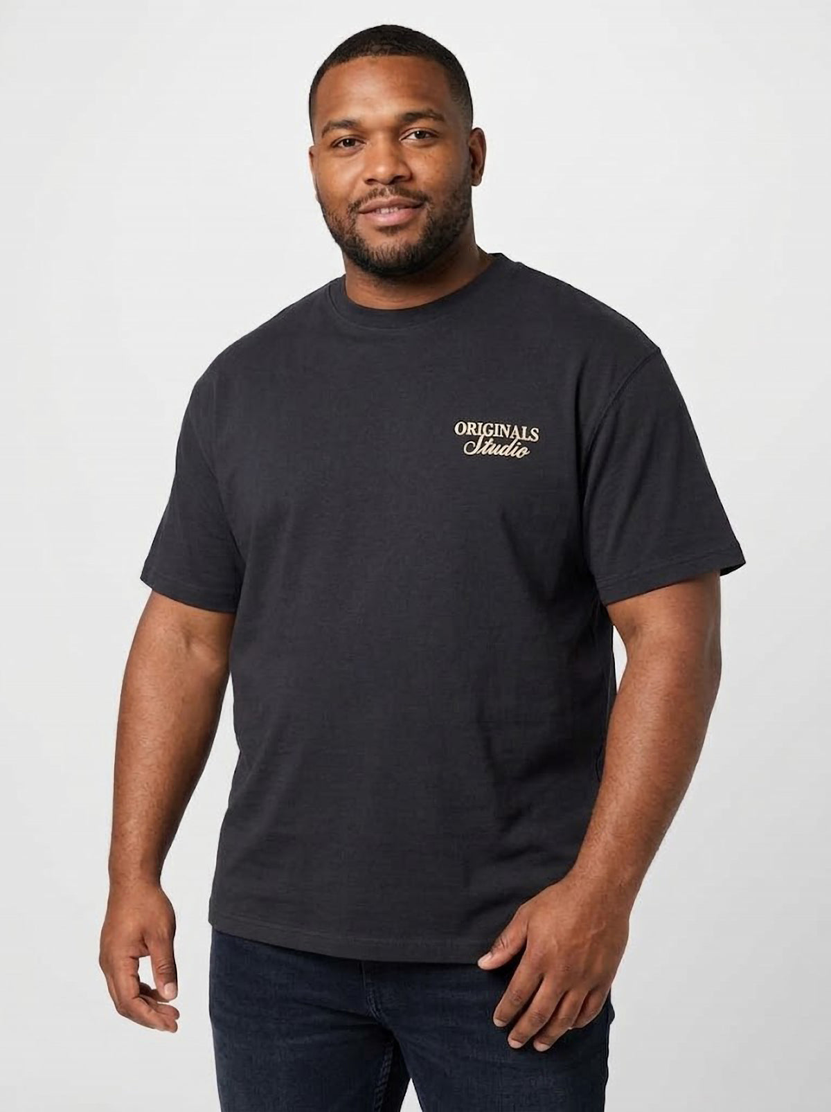 Camiseta Hombre Tallas Grandes Negra Originals Studio Jack & Jones