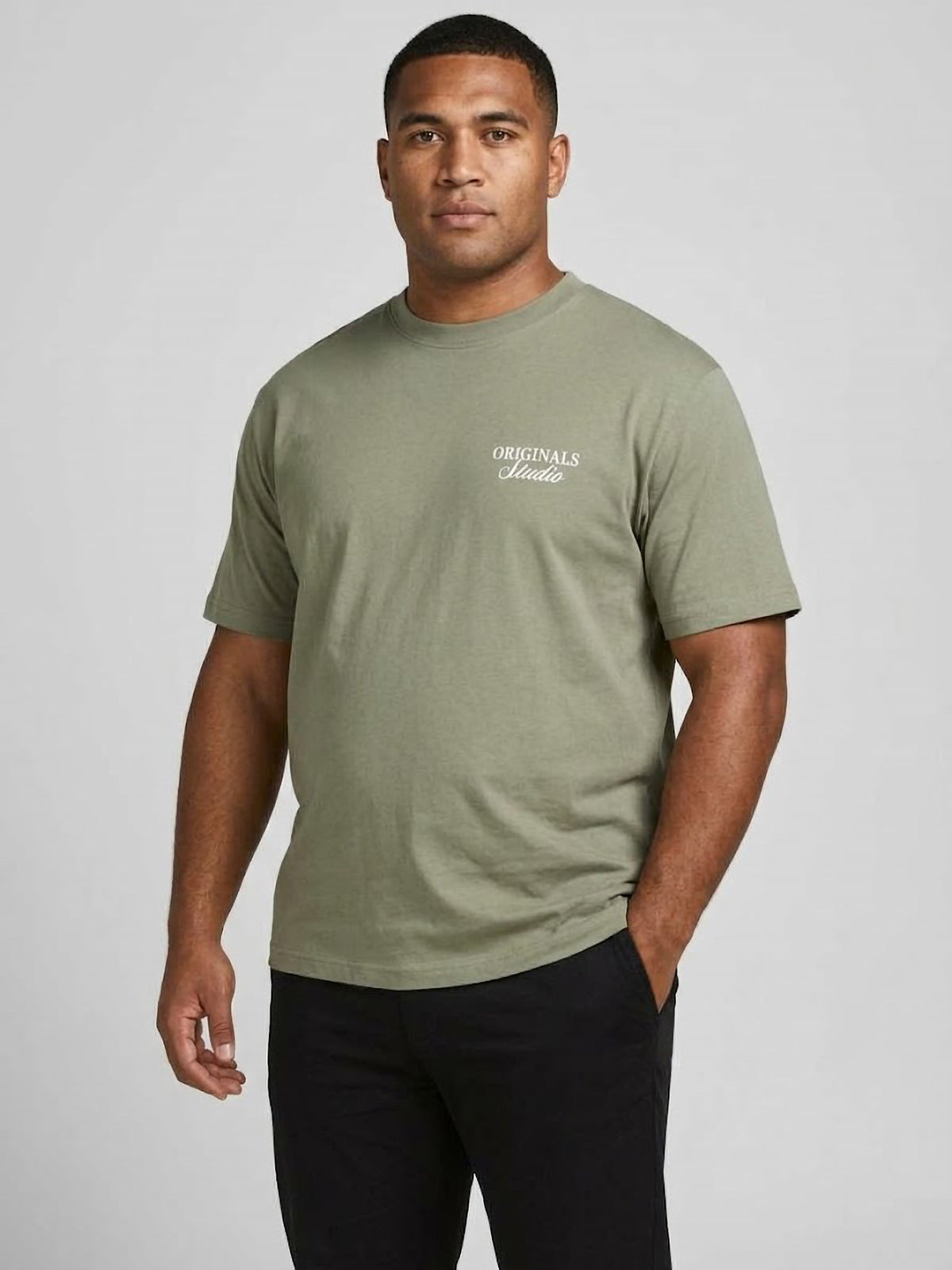 Camiseta Hombre Tallas Grandes Manga Corta Verde Salvia Estampado Originals Studio Jack & Jones
