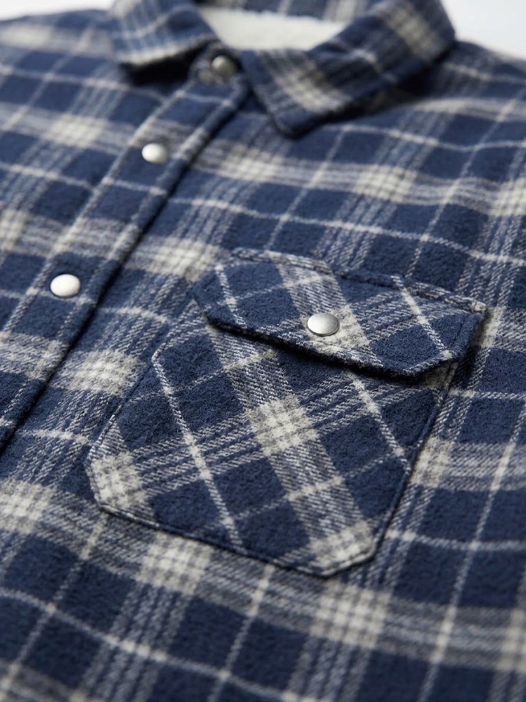 Sobrecamisa Hombre Tallas Grandes Forestal Cuadros Azul Marino y Beige con Forro Borreguito