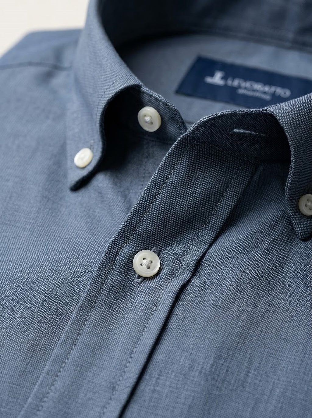 Camisa Hombre Tallas Grandes Manga Larga Azul Acero con Bolsillo Levoratto
