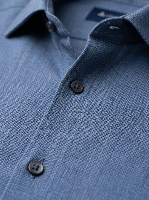 Camisa Hombre Tallas Grandes Manga Larga Azul Texturizada Levoratto