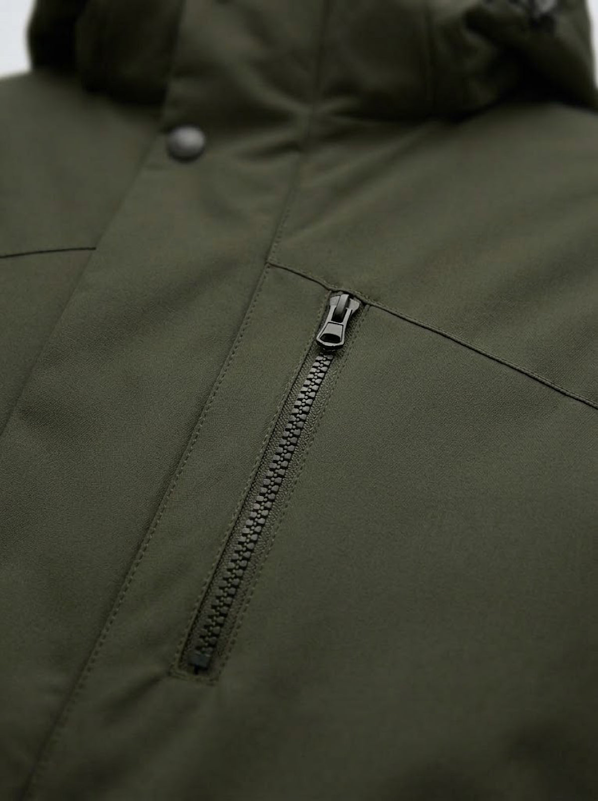Chaqueta Hombre Tallas Grandes con Capucha Verde Caqui Koyote