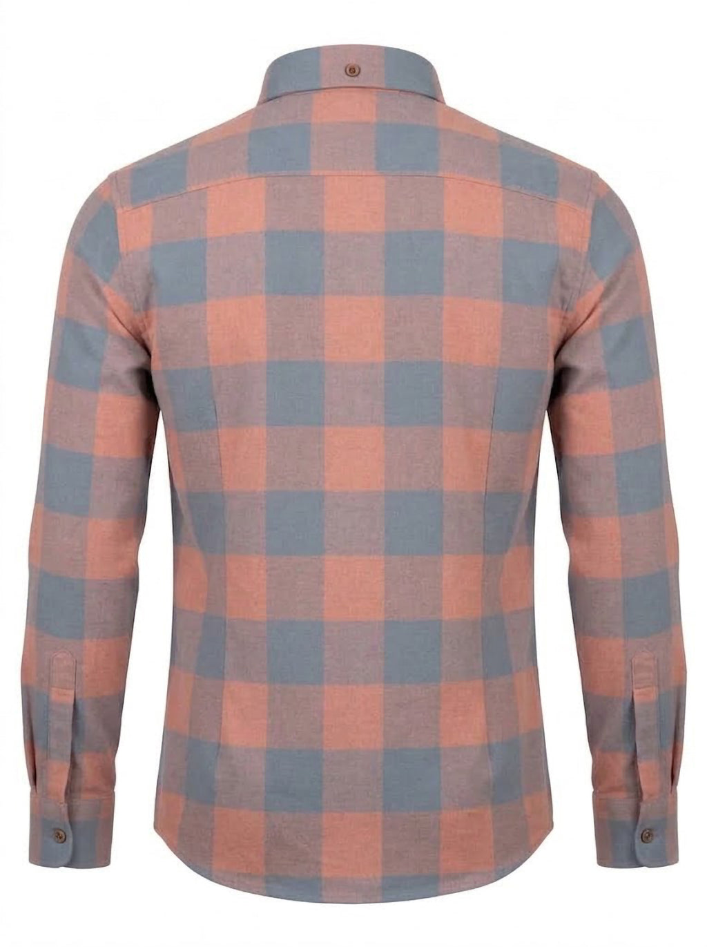 Camisa Hombre Tallas Grandes Manga Larga Cuadros Terracota y Azul Levoratto
