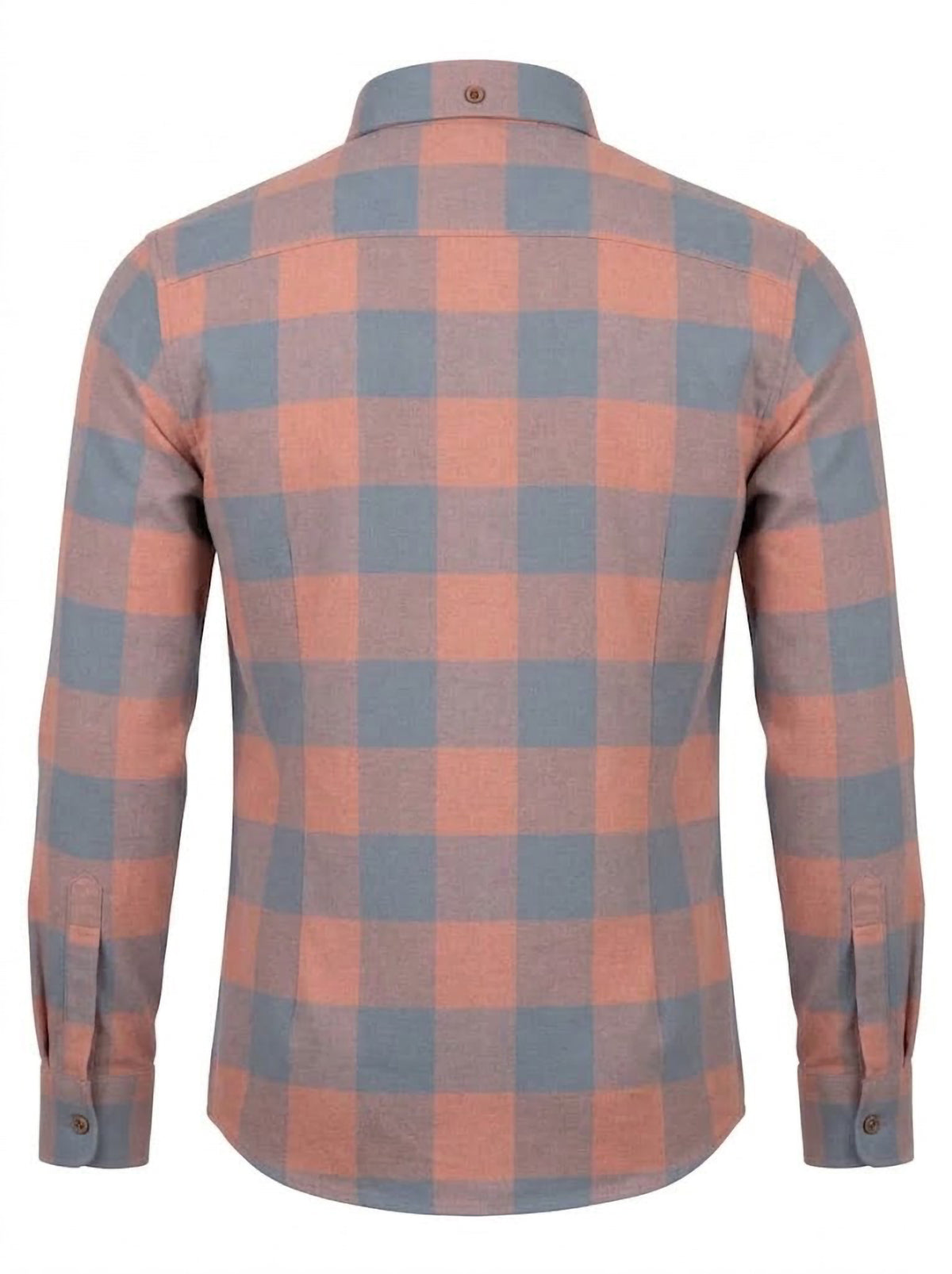 Camisa Hombre Tallas Grandes Manga Larga Cuadros Terracota y Azul Levoratto