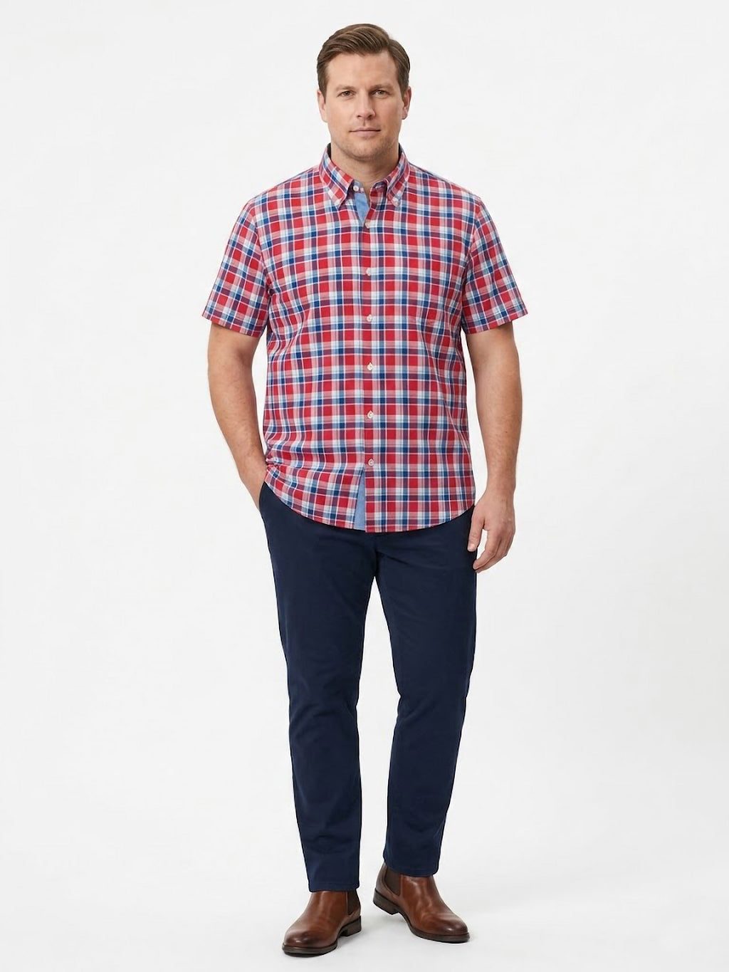 Camisa ElTrau Plaid en tonos rojos y azules