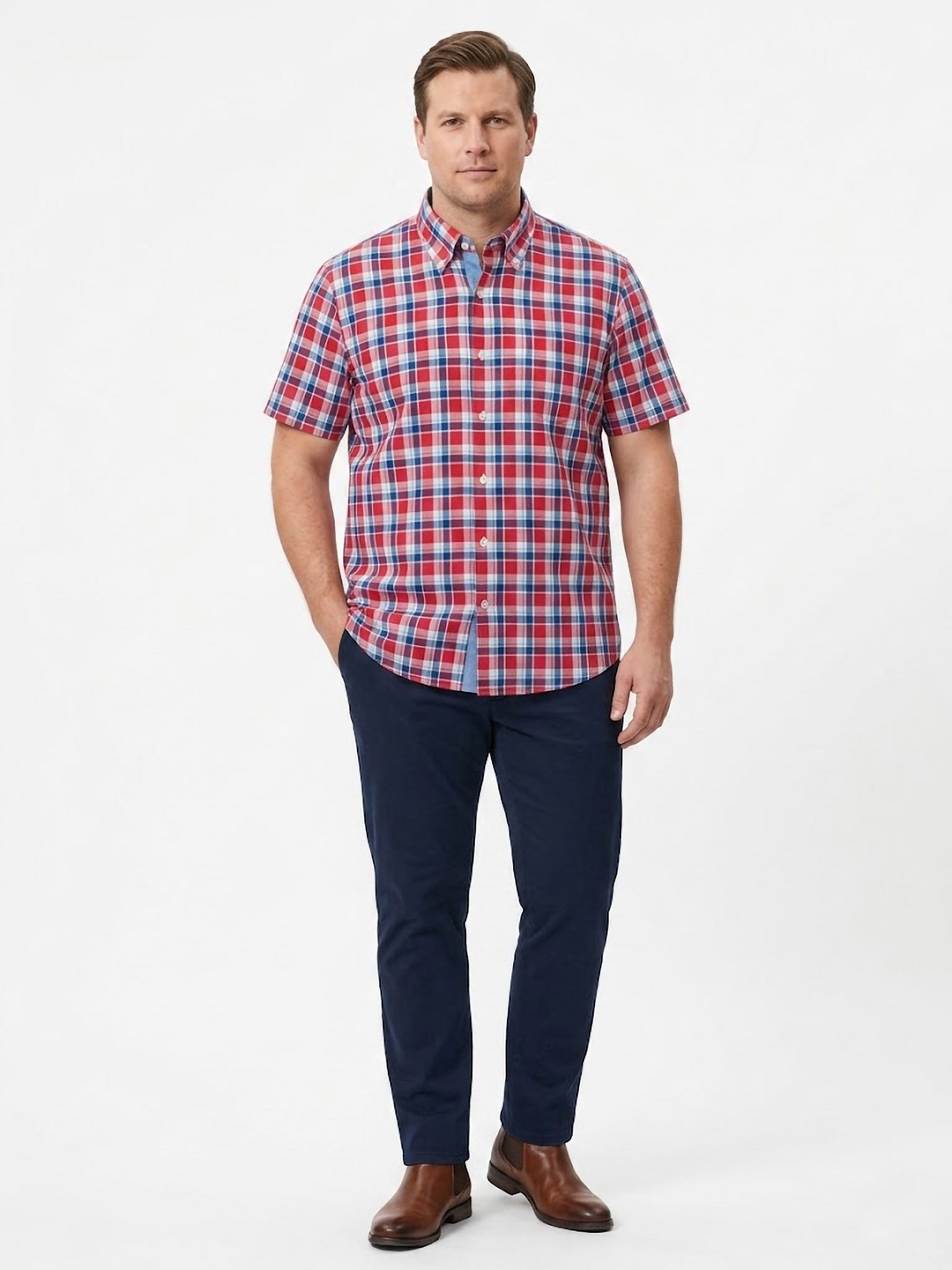 Camisa ElTrau Plaid en tonos rojos y azules