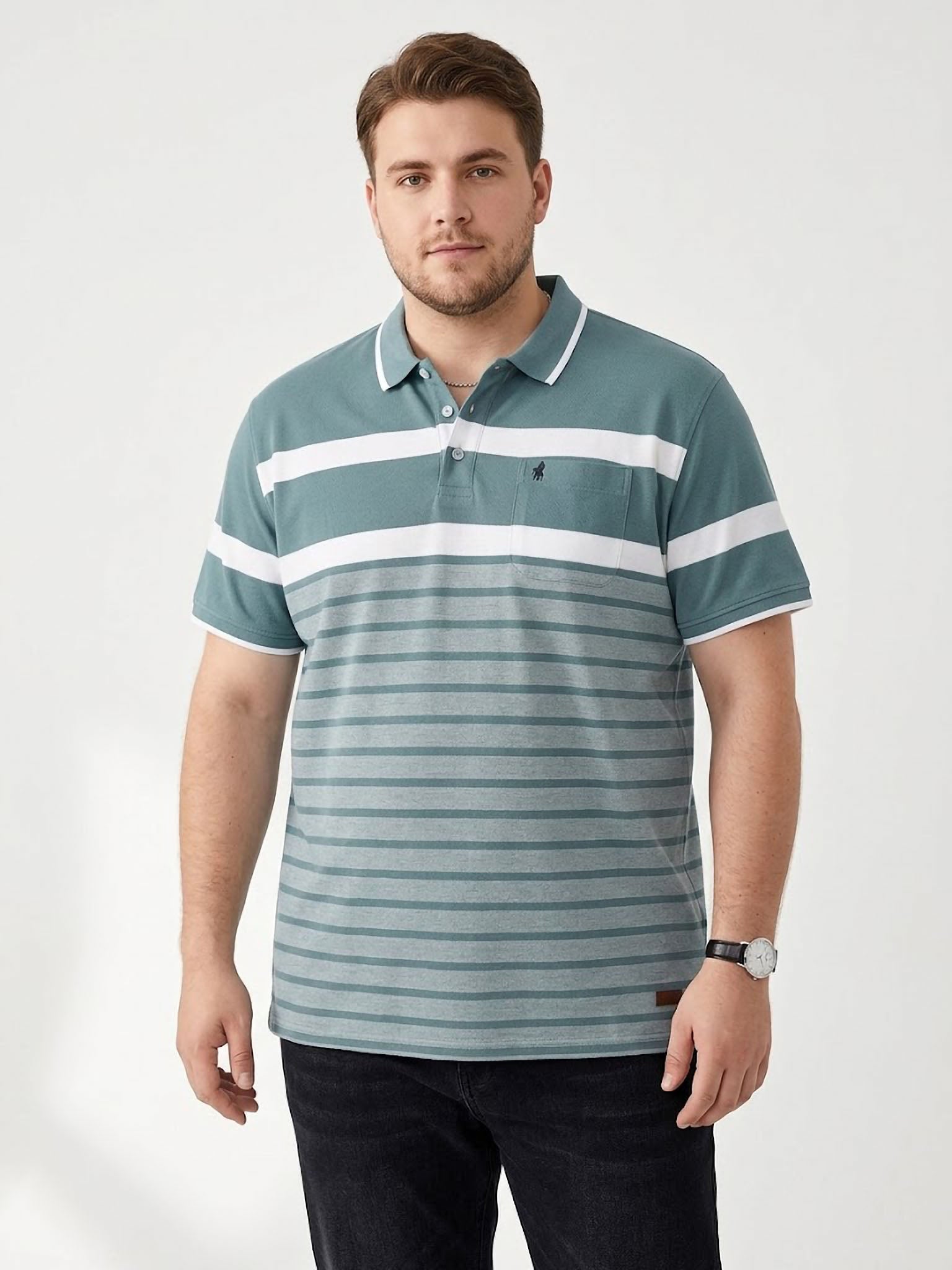 Polo Nautical Stripe Forestal