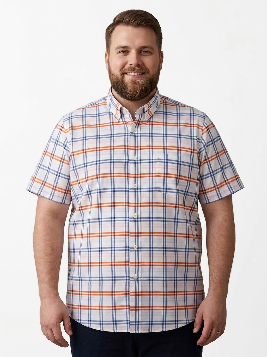 Camisa ElTrau Plaid Naranja y Azul