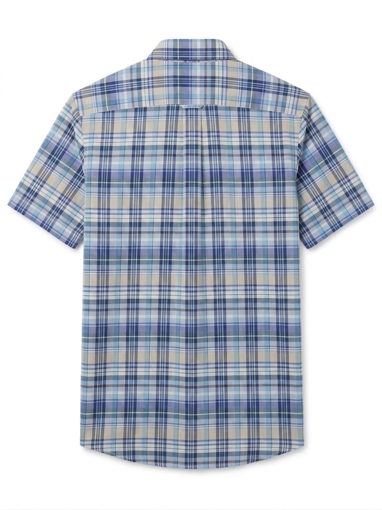 Camisa El Trau Plaid en tonos azulados y arena