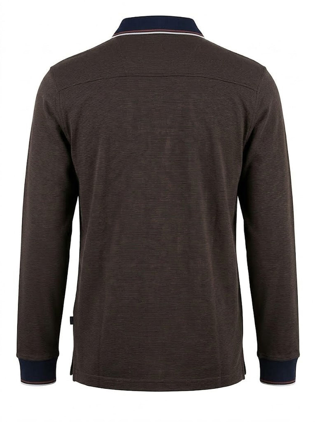 Polo Manga Larga Hombre Tallas Grandes Marrón de Rayas Finas Forestal