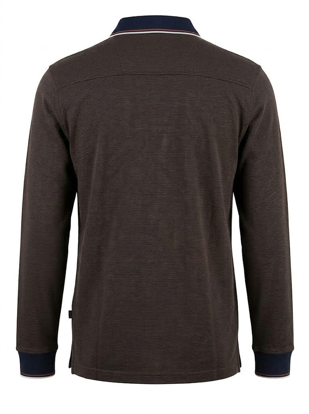 Polo Manga Larga Hombre Tallas Grandes Marrón de Rayas Finas Forestal