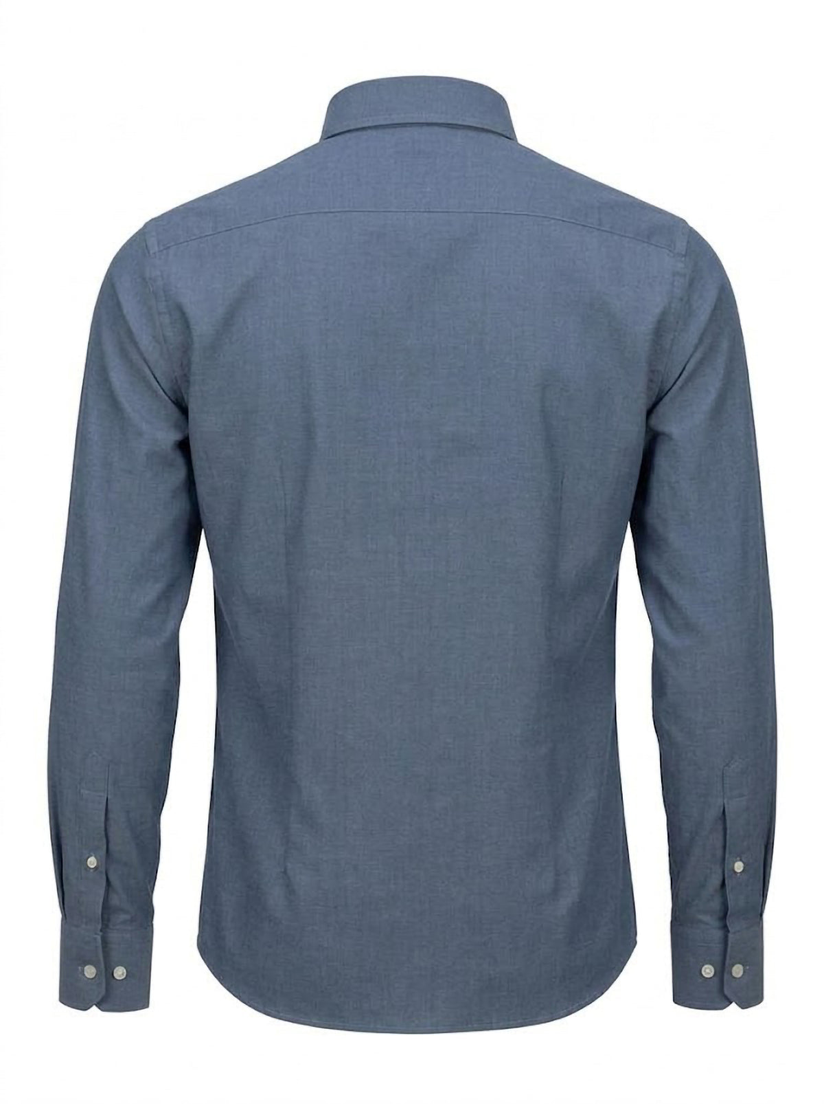 Camisa Hombre Tallas Grandes Manga Larga Azul Acero con Bolsillo Levoratto
