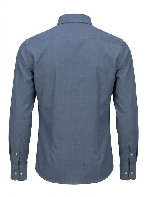 Camisa Hombre Tallas Grandes Manga Larga Azul Acero con Bolsillo Levoratto