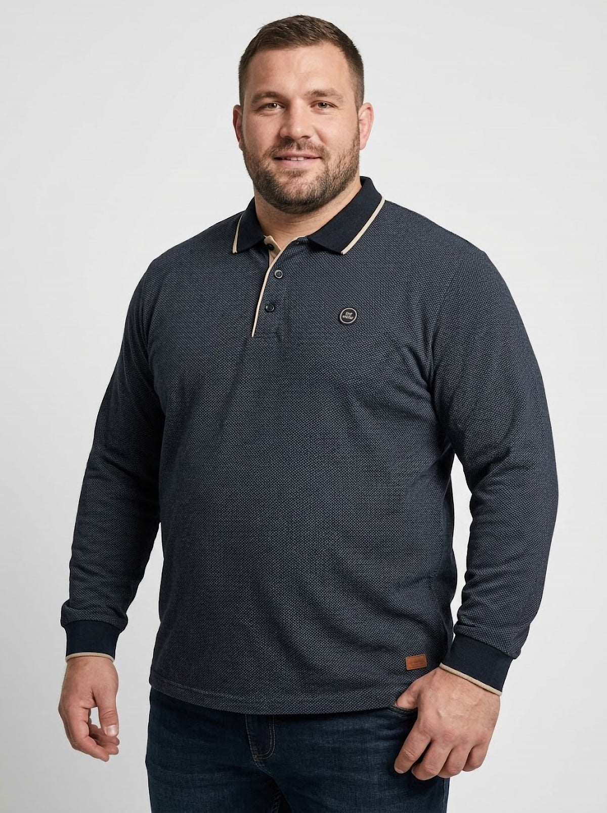 Polo Manga Larga Hombre Tallas Grandes Oscuro Forestal