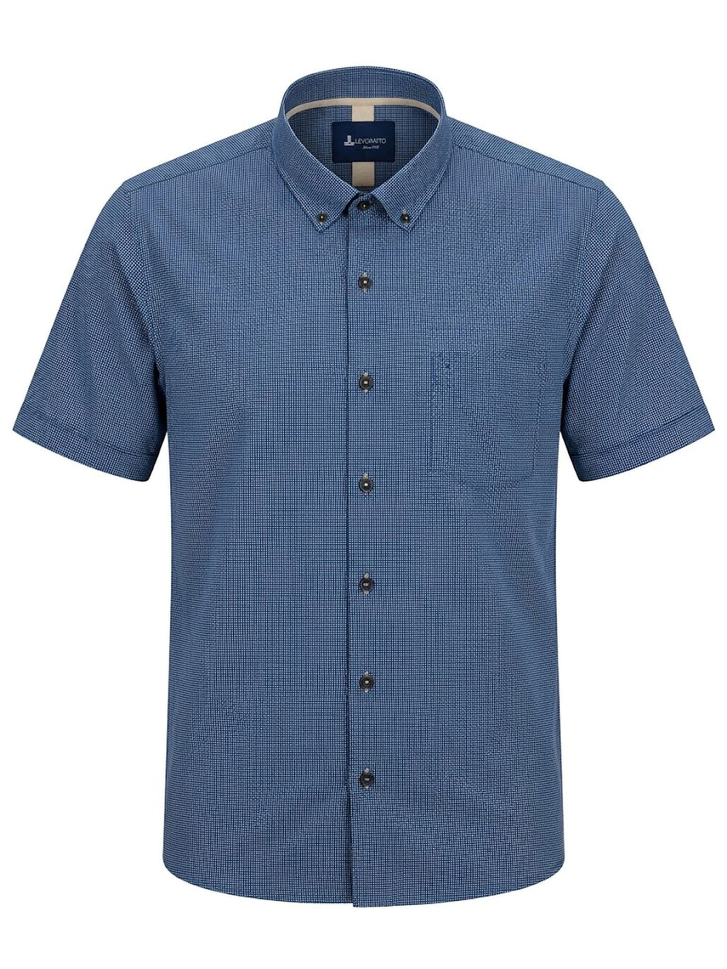 Camisa Micro-Check Azul Levoratto