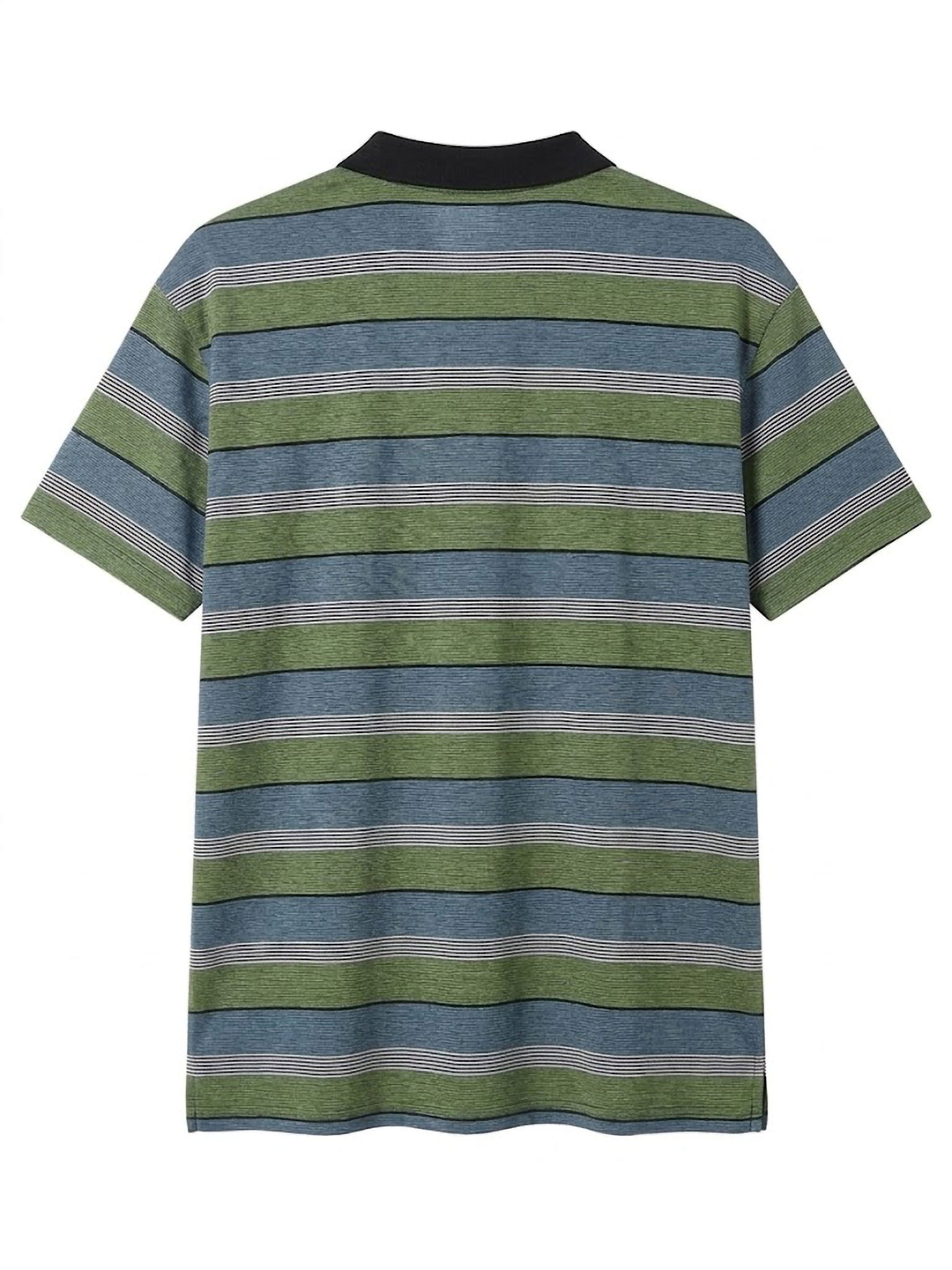 Polo Stripes Zip Forestal
