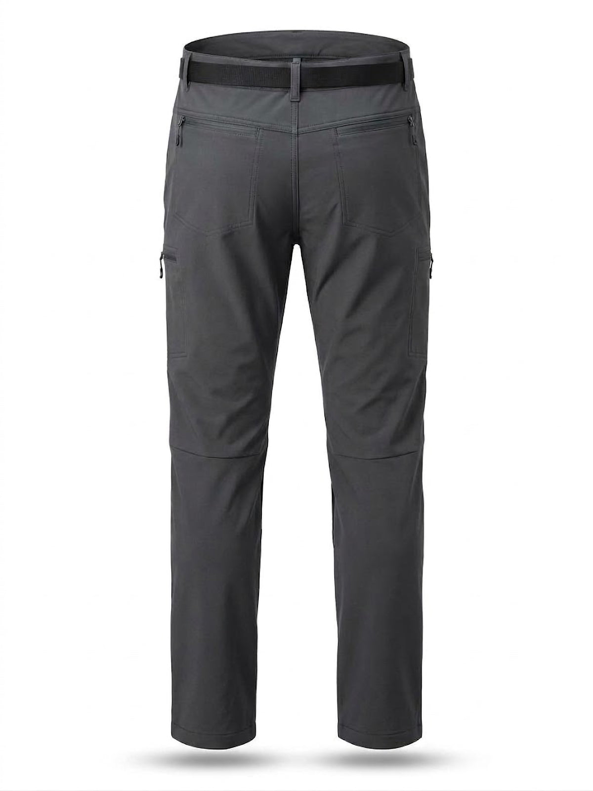 Pantalón Hombre Tallas Grandes Trekking Gris y Negro con Cinturón Koyote