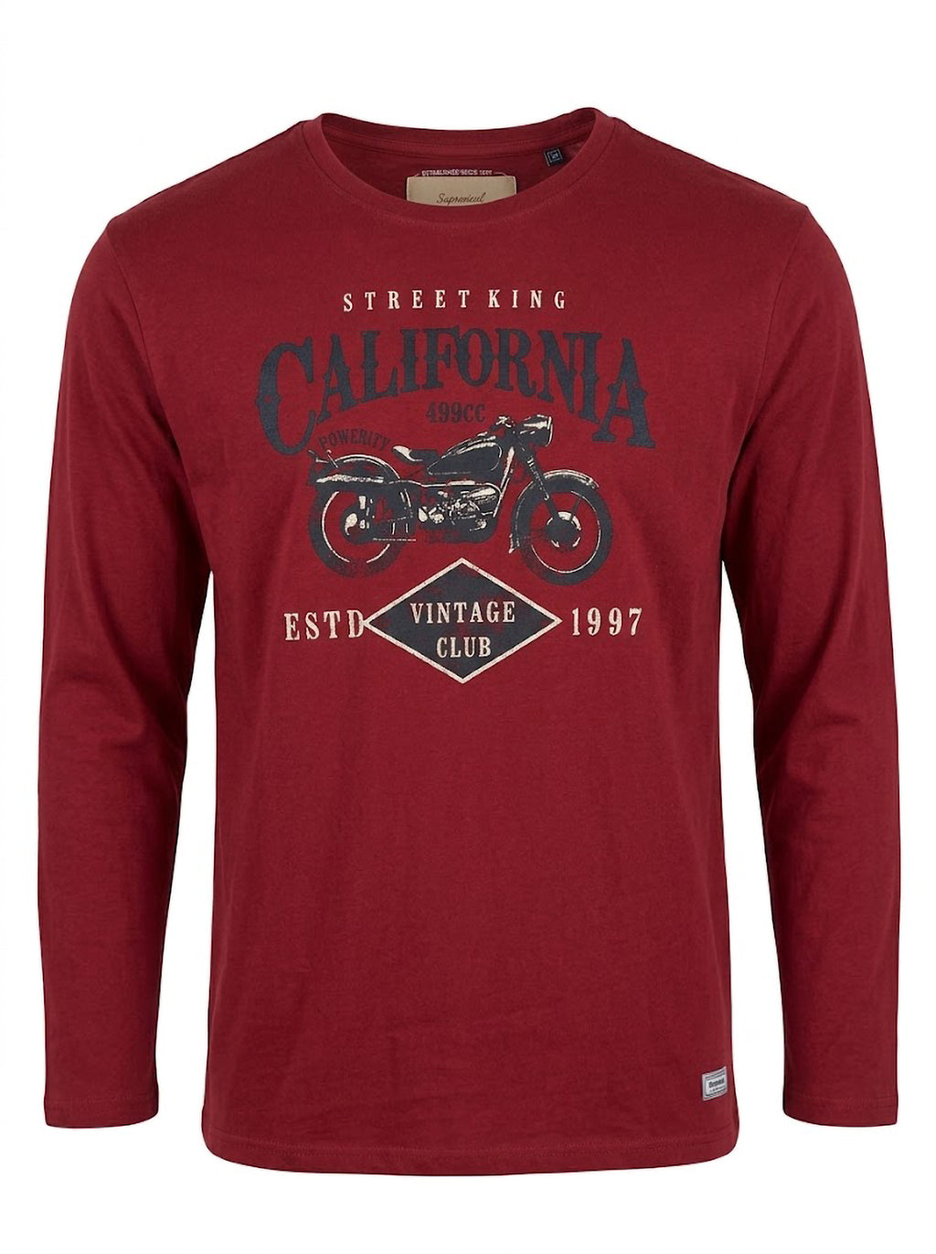 Camiseta Manga Larga Hombre Tallas Grandes Burdeos California Forestal