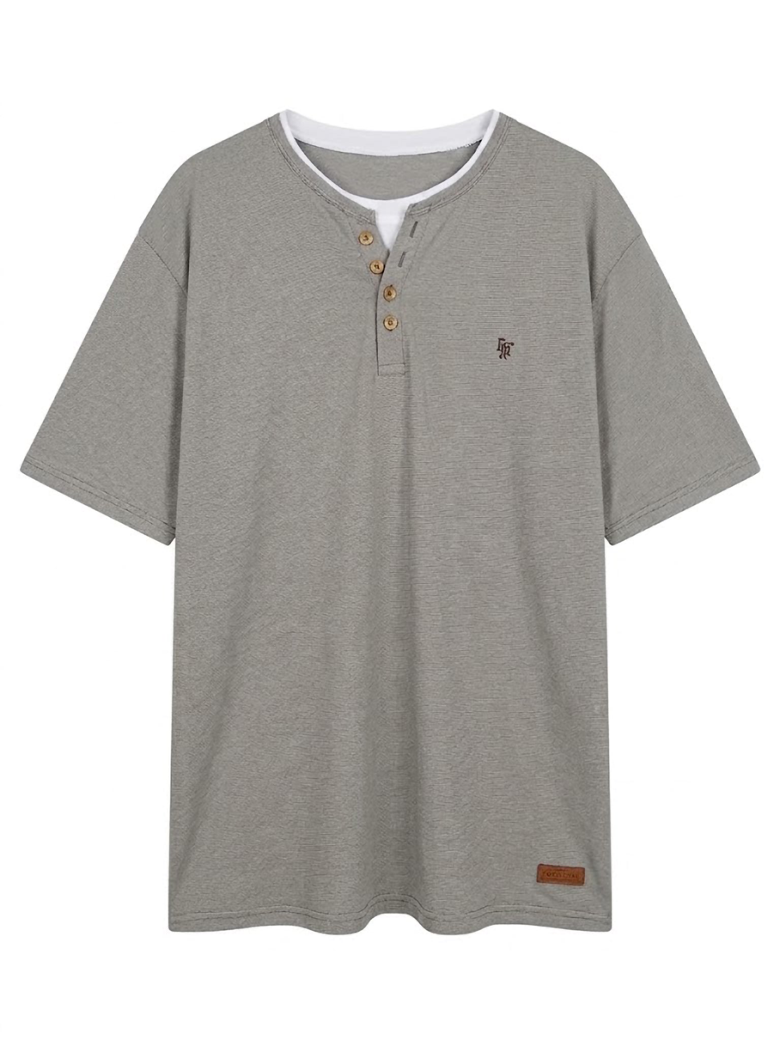 Camiseta Forestal "Henley Premium" – Estilo Cuello Panadero