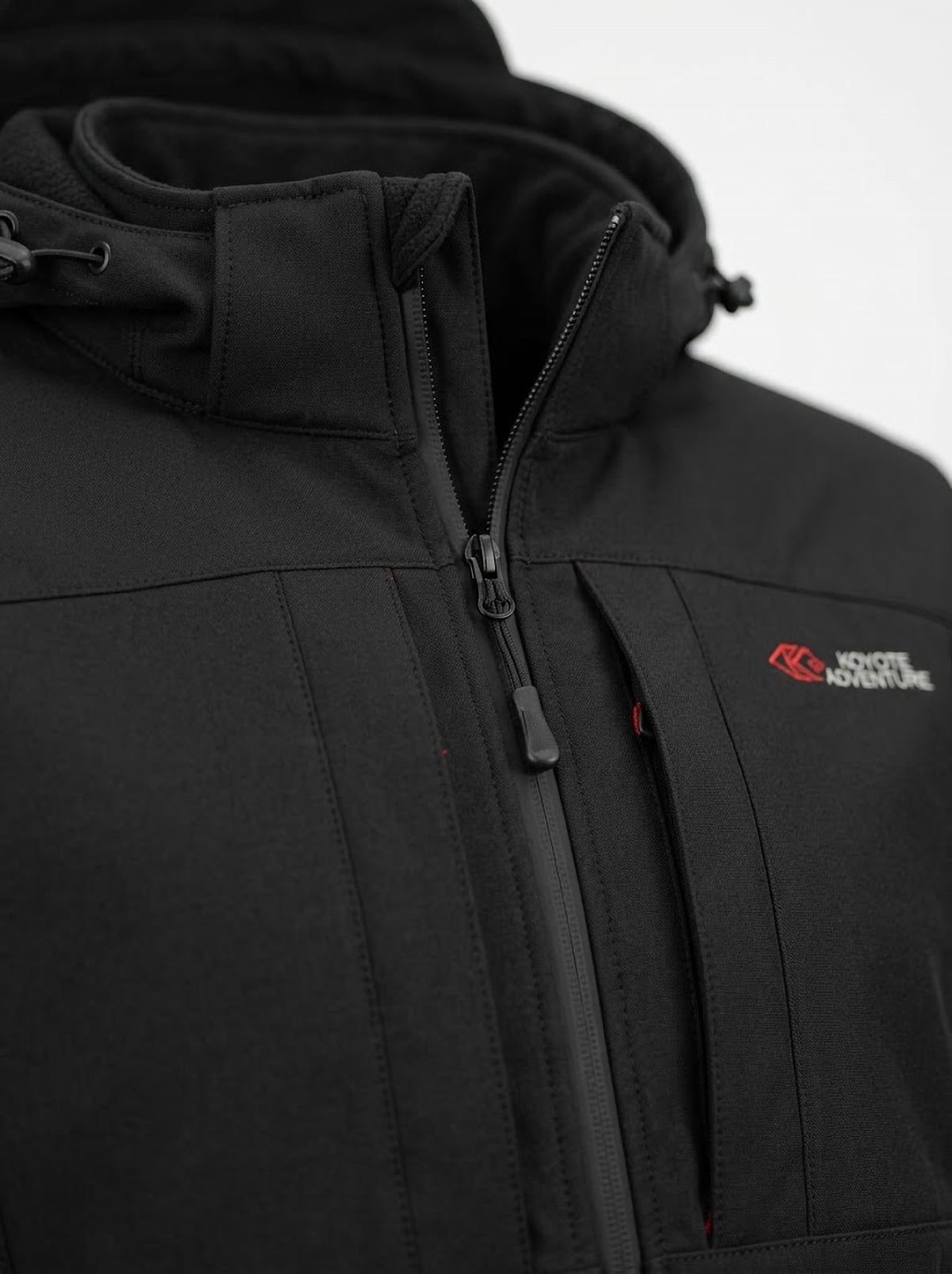 Chaqueta Softshell Hombre Tallas Grandes con Capucha Negra Koyote Adventure