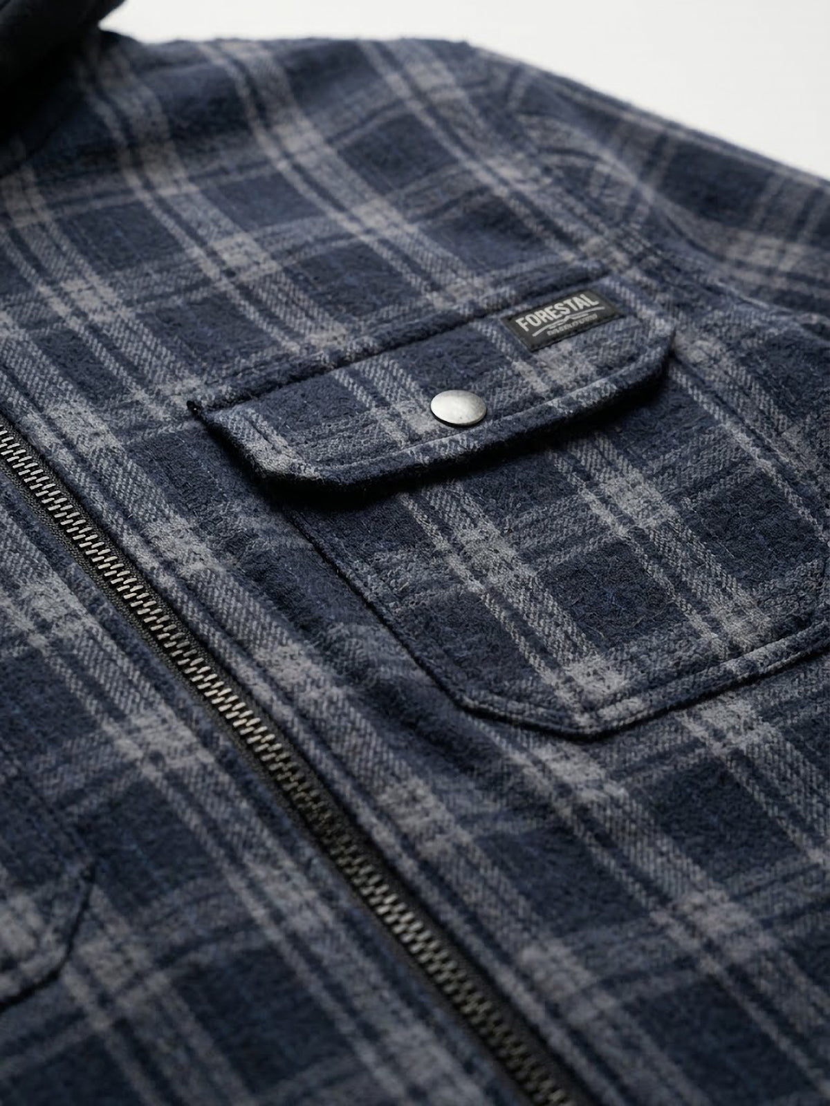 Sobrecamisa Hombre Tallas Grandes con Capucha Cuadros Azul Marino y Gris Forestal